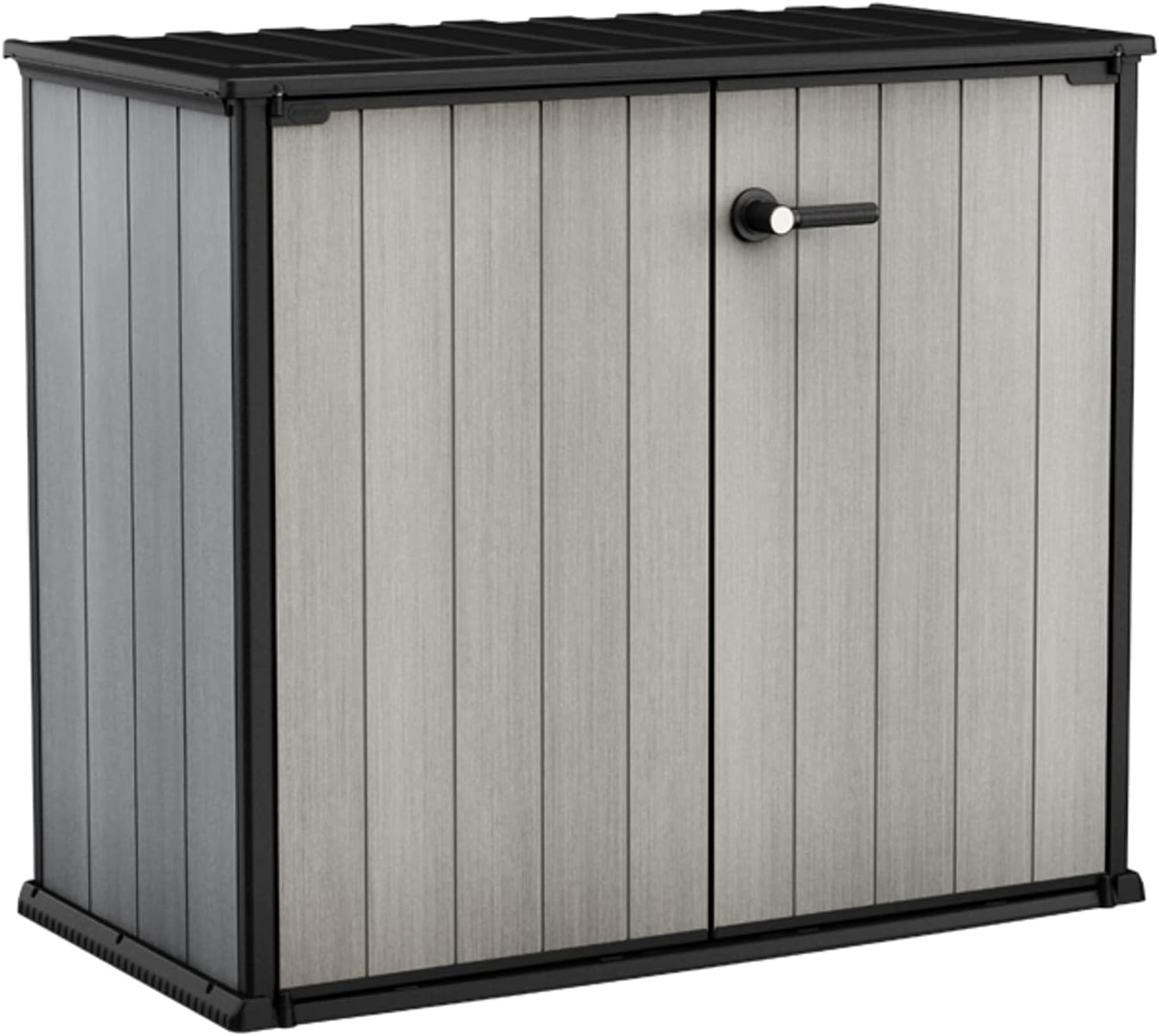 KETER Patio Store 4.6 x 2.5 Foot Resin Outdoor Storage Shed with Paintable and Drillable Walls for Customization-Perfect for Yard Tools and Pool Toys, Grey