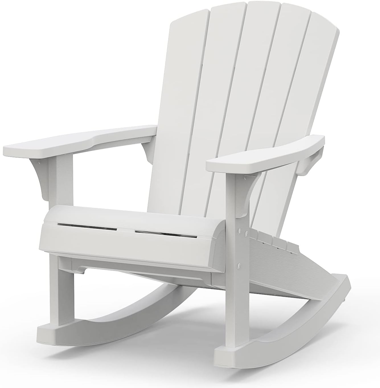 Keter Adirondack Rocker Resin Outdoor Furniture Patio Chair -Perfect for Porch, Pool, and Fire Pit Seating, White