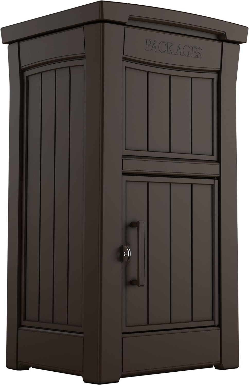 Keter Delivery Box for Porch with Lockable Secure Storage Compartment to Keep Packages Safe, One Size, Brown