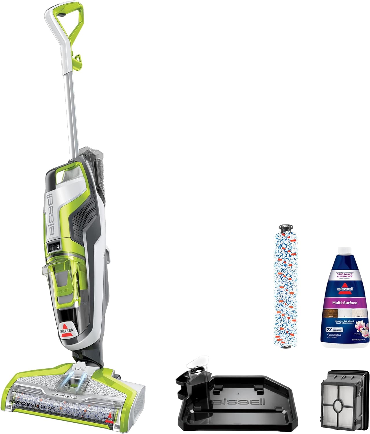 BISSELL CrossWave Floor and Area Rug Cleaner, Wet-Dry Vacuum with Bonus Brush-Roll and Extra Filter, 1785A , Green