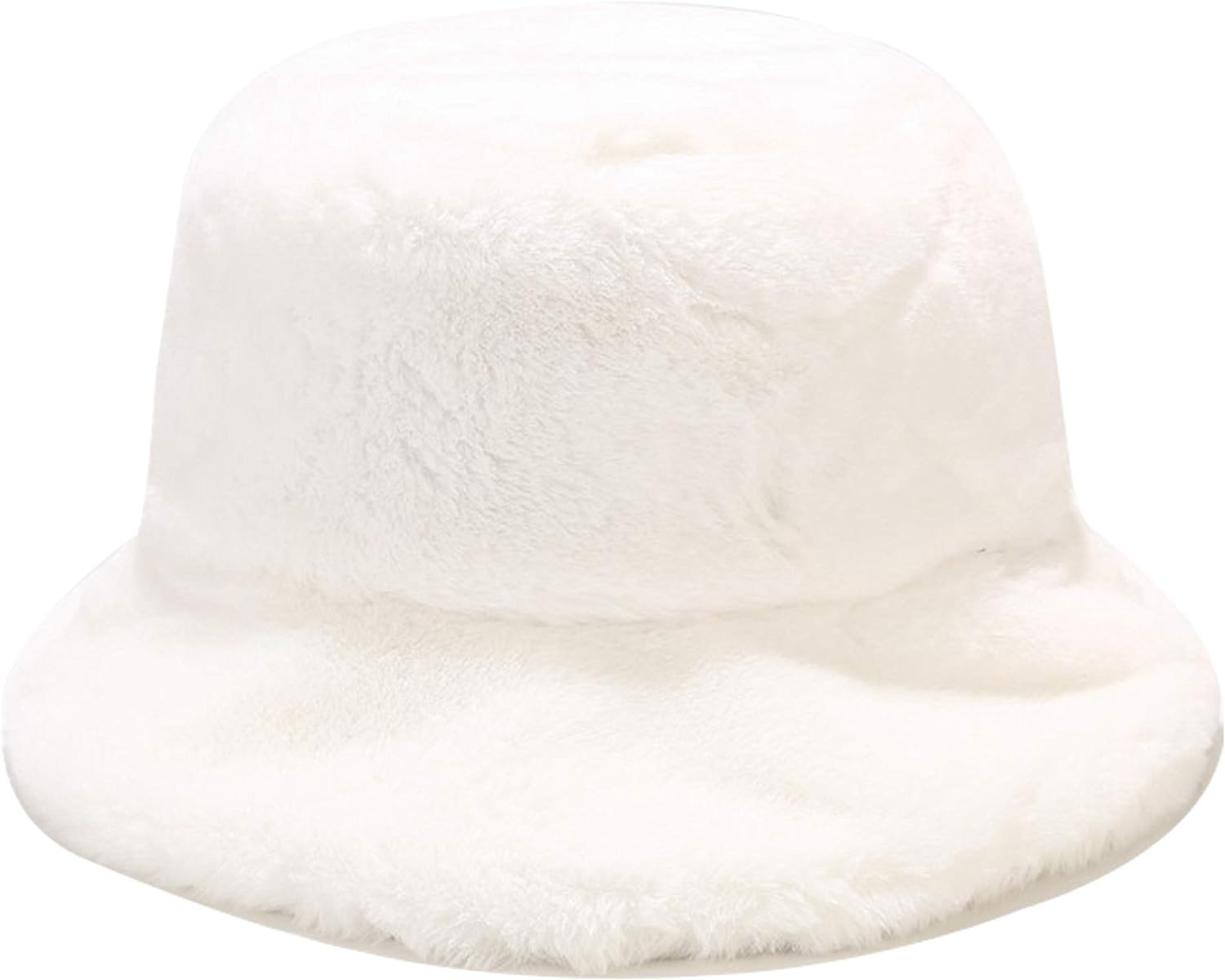 Umeepar Winter Faux Fur Bucket Hat Fluffy Warm Hat for Women Men