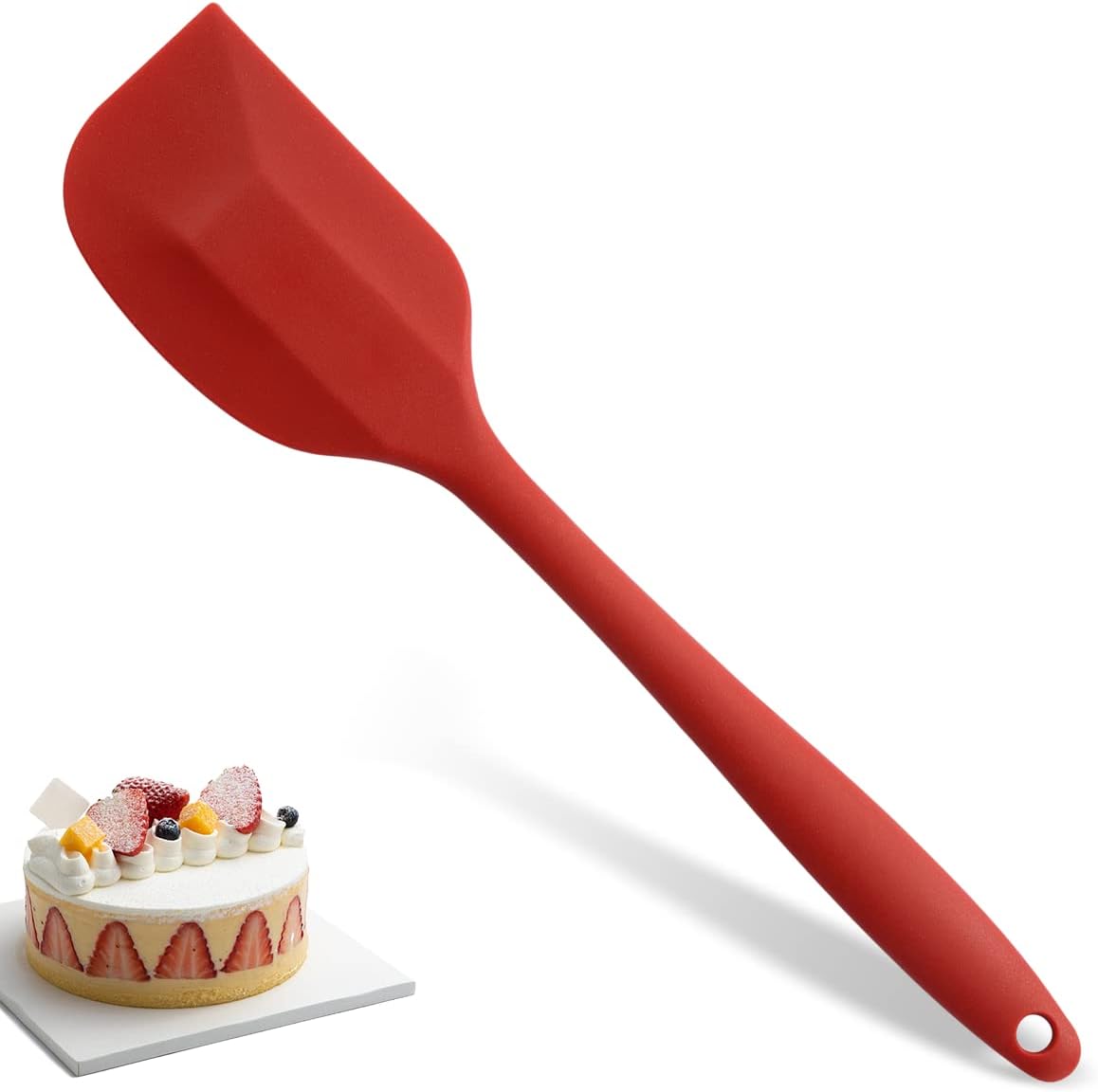 Wanbasion 10.8 Inch 600Â°F Red Heat Resistant Silicone Spatula, Kitchen Silicone Spatula for Cooking, Dishwasher Safe Rubber Spatula for Baking Cake Pancake