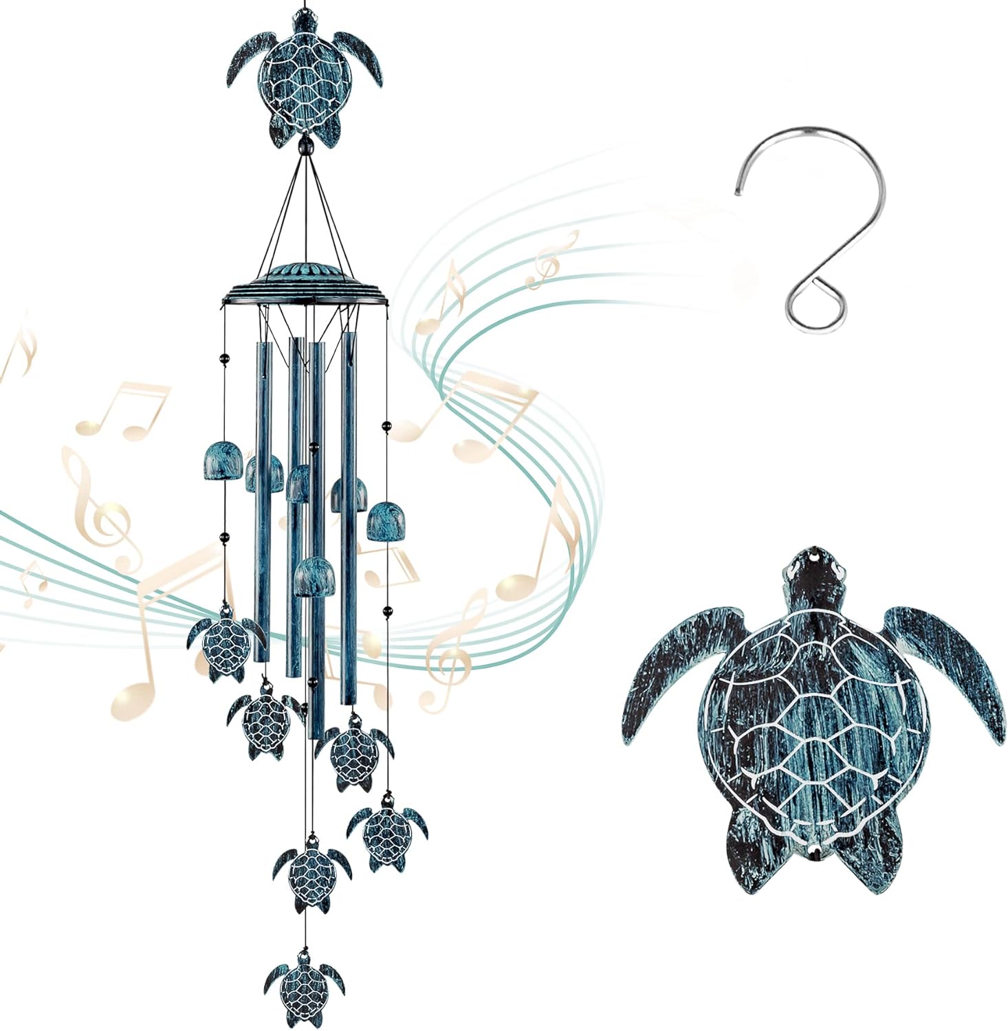 LESES Wind Chimes Sea Turtle Wind Chime for Outside with 4 Aluminum Tubes, Windchimes Outdoors Clearance Home Garden Patio Decor Memorial Wind Chimes for Mom Grandma Unique Birthday Festival Gifts