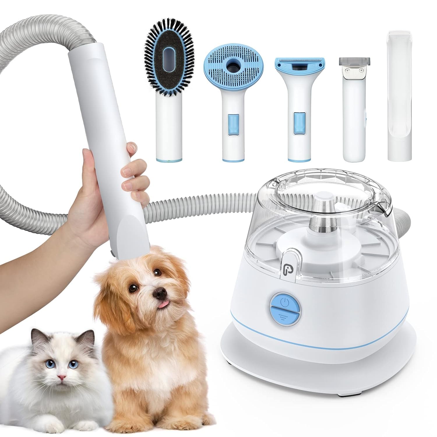 Pet Grooming Vacuum, Pet Hair Vacuum with 5 Pet Grooming Tools,Use Conical 360-degree Air Intake, Metal Mesh Design Not Easy to Block, Low Noise for Shedding Pet Hair