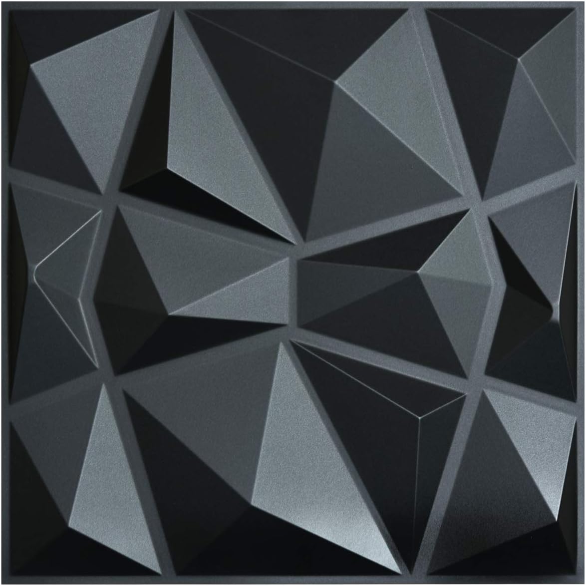 Art3d 3D Paneling Textured 3D Wall Design, Black Diamond, 19.7 x 19.7 (12 Pack)