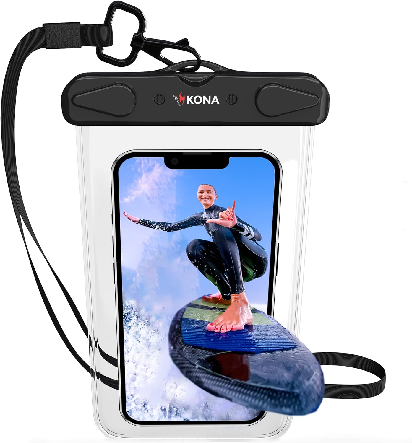 Kona Submariner Large Waterproof Phone Pouch - Swipe Sideways On Any iPhone, Samsung To Take Photos - Pouch Bag For Cell Phones with Case Up to 7.2 inch Diagonal