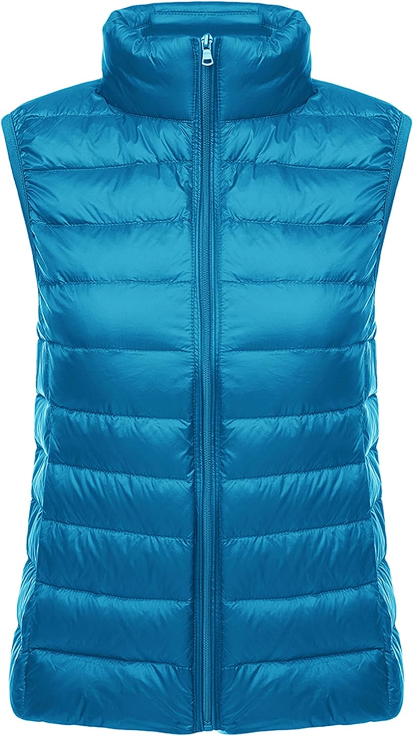 Yeokou Womens Slim Packable Lightweight Quilted Short Puffer Down Vest Waistcoat