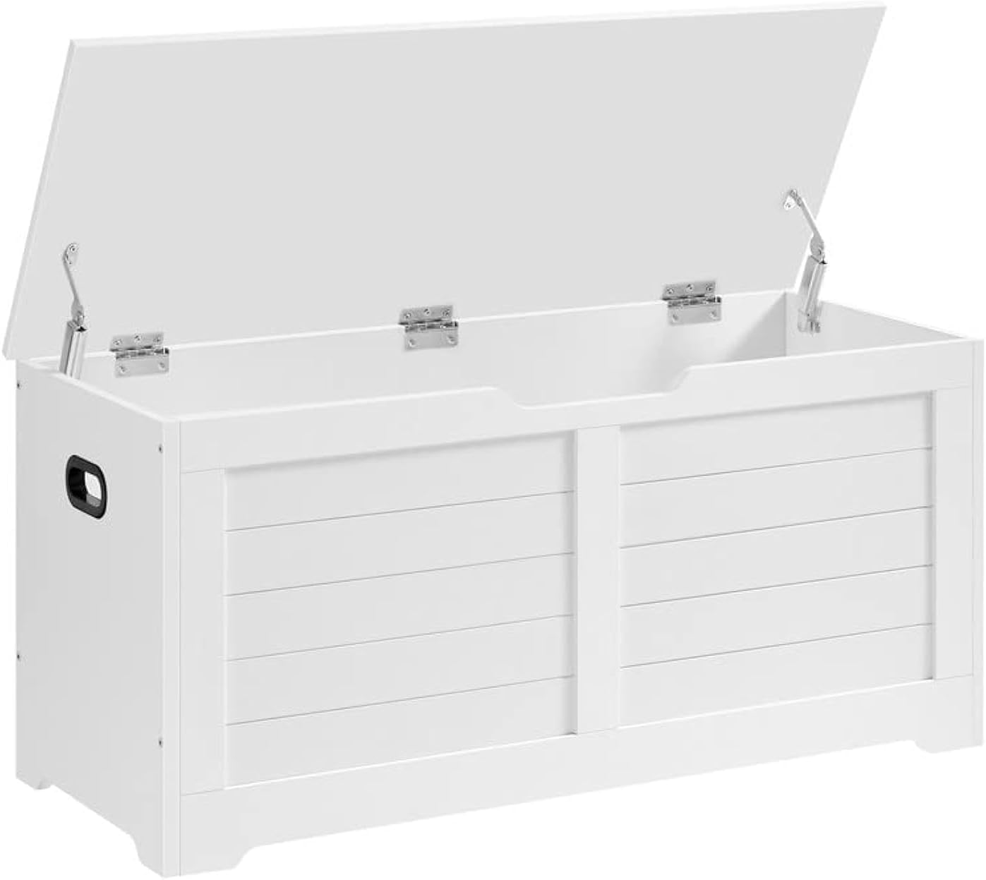 VASAGLE Storage Chest, Storage Trunk with 2 Safety Hinges, Storage Bench, Shoe Bench, Modern Style, 15.7 x 39.4 x 18.1 Inches, for Entryway, Bedroom, Living Room, White ULSB061T10