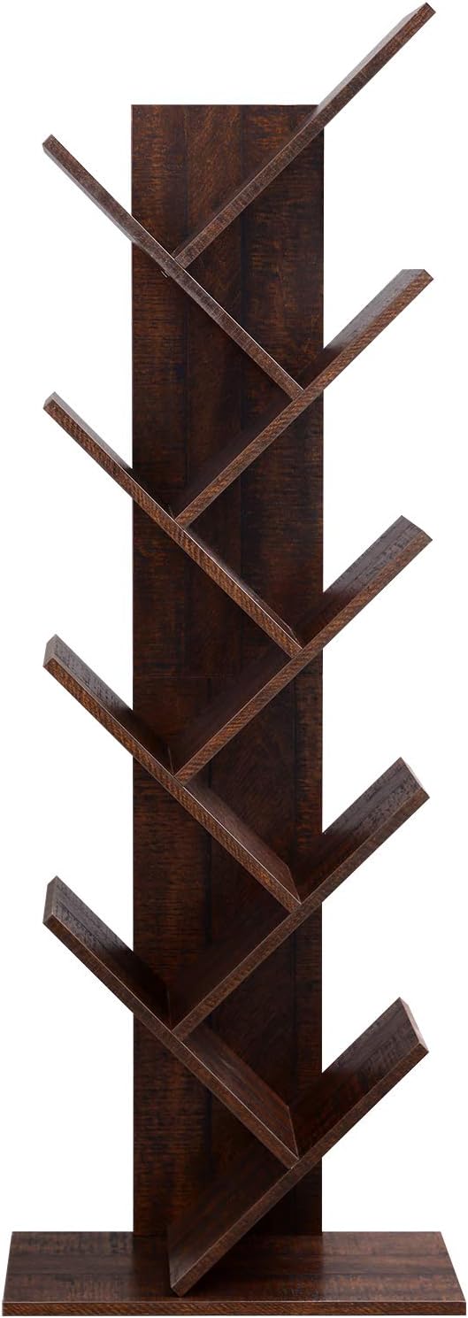 VASAGLE Tree Bookshelf, 9 Shelf Floor Standing Tree Bookshelf, with Shelves for Living Room, Home Office,Walnut ULBC11BY