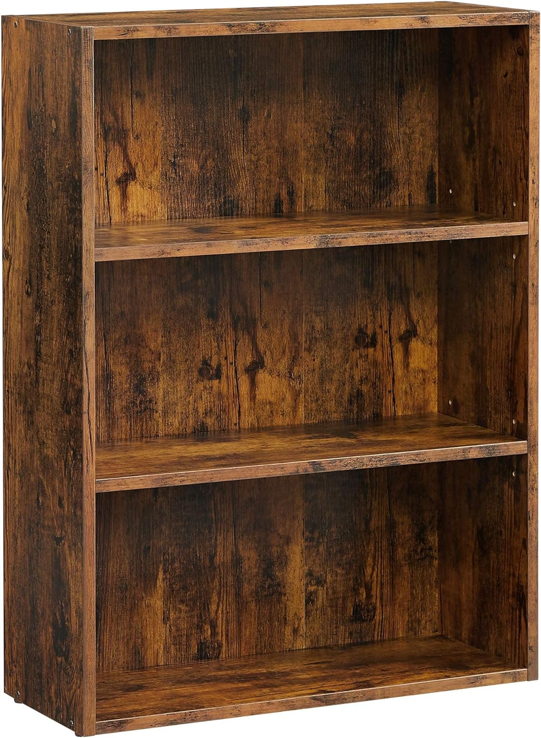 VASAGLE Bookshelf, 3-Tier Open Bookcase with Adjustable Storage Shelves, Floor Standing Unit, Rustic Brown ULBC163X01