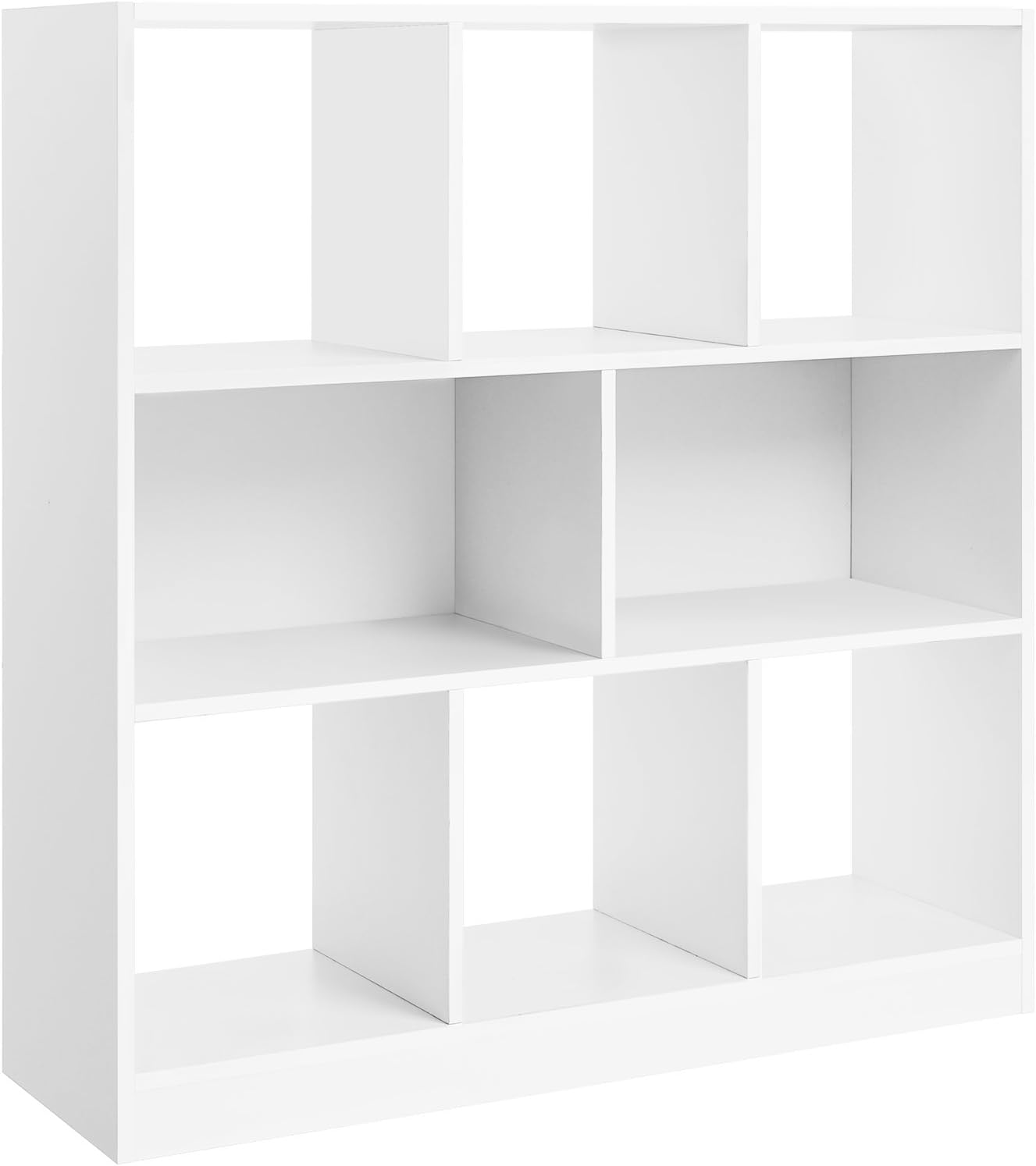 VASAGLE Bookcase, Bookshelf, Freestanding Storage Unit, 8 Open Compartments, Used Horizontally, Vertically, Upside Down, 11 x 35.4 x 39.4 Inches, for Living Room, Study, Office, White ULBC55WT