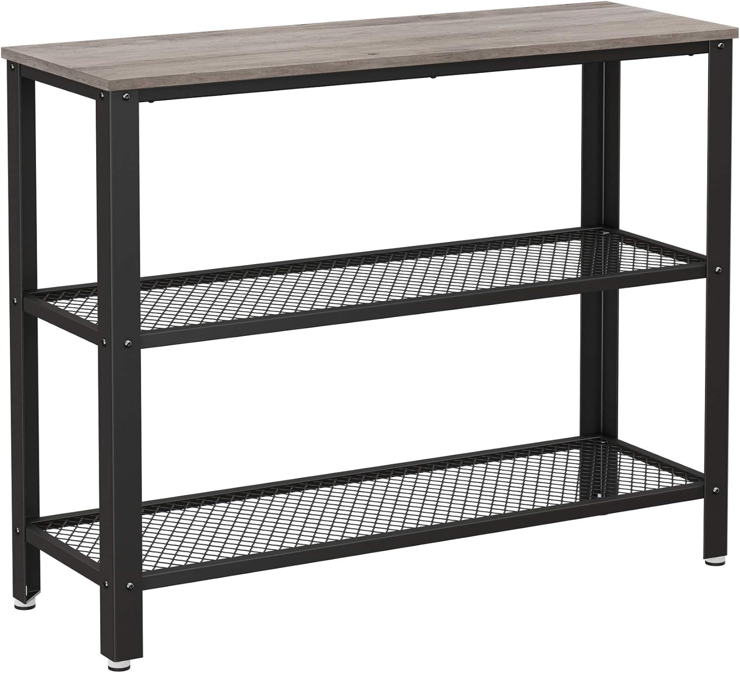 VASAGLE 40 Industrial Console Table, 3 Tier Entryway Table with Storage Shelf, Narrow Sofa Table for Living Room, Hallway, Entrance Hall, Corridor, Bedroom, Greige and Black ULNT081B02