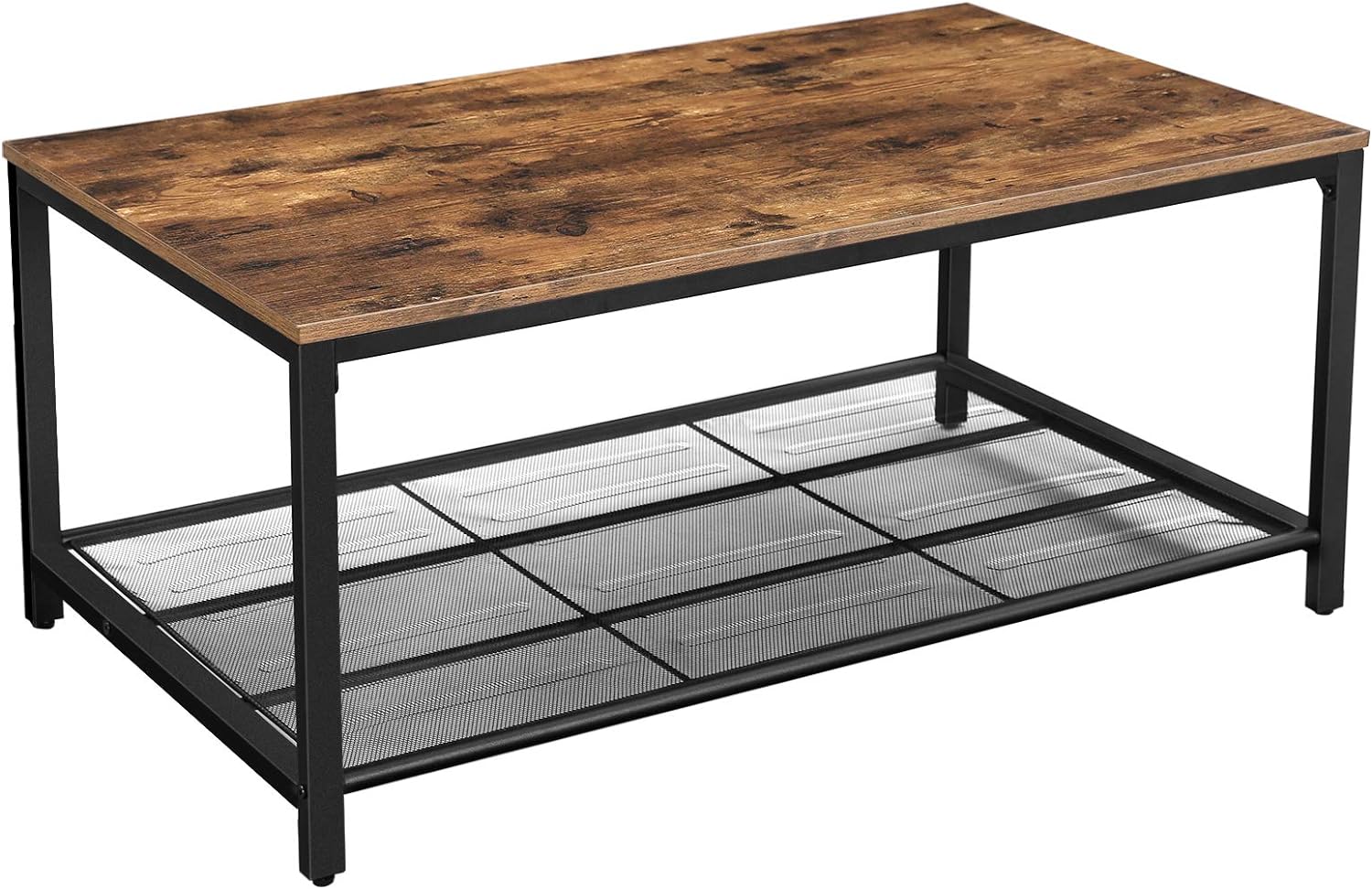 VASAGLE INDESTIC Coffee Table, Living Room Table with Dense Mesh Storage Shelf, Cocktail Table, Easy Assembly, Stable, Industrial Design, Rustic Brown ULCT64X