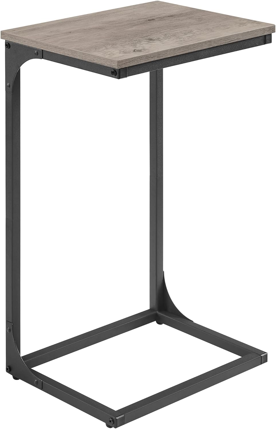 VASAGLE C-Shaped End Table, Side Table for Sofa, Couch Table with Metal Frame, Small TV Tray Table for Living Room, Bedroom, Greige and Black