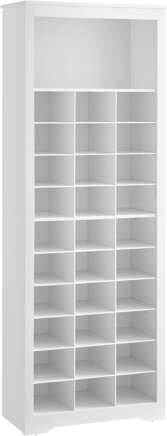 VASAGLE Shoe Storage Cabinet, 10 Tier Shoe Rack Organizer, Holds Up to 30 Pairs of Shoes, for Entryway Bedroom, 12.6 x 24.8 x 73.6 Inches, White ULBS273T14