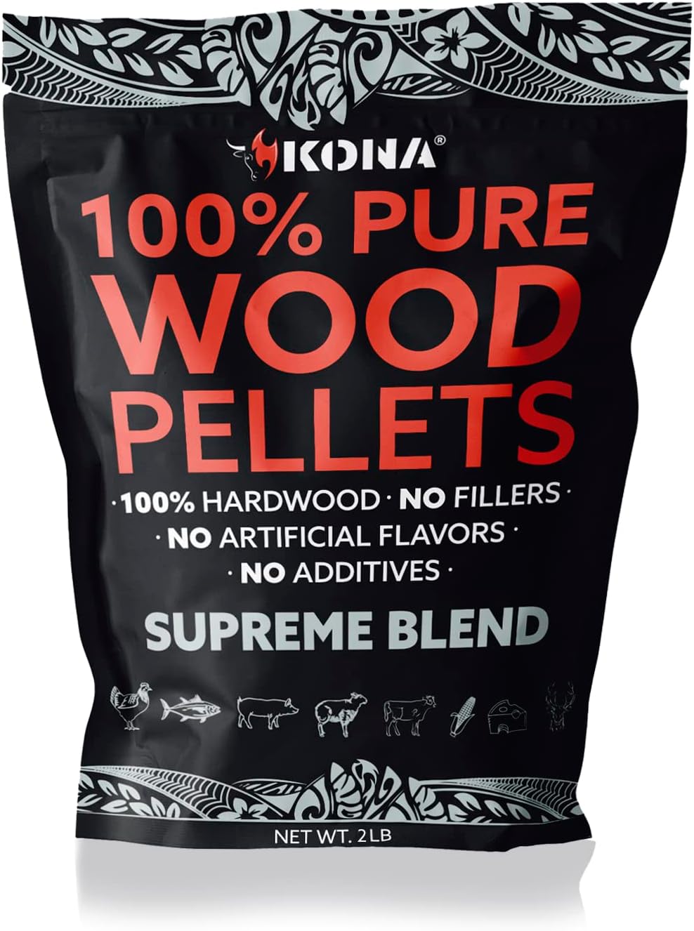 Kona Supreme Blend Smoker Pellets, Intended for Ninja Woodfire Outdoor Grill, 2 lb Resealable Bag