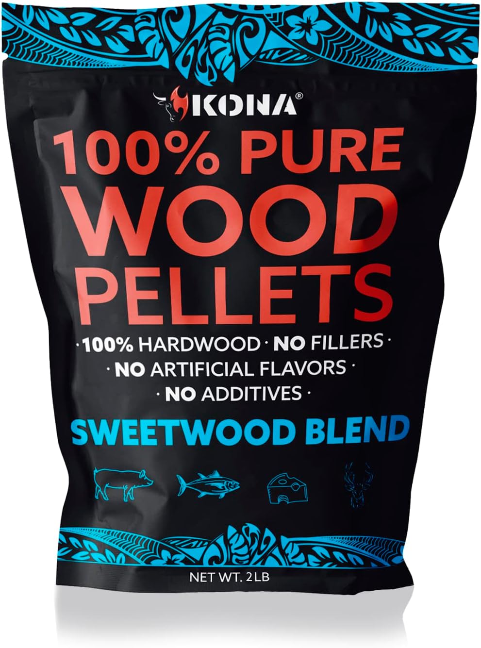 Kona Sweetwood Blend Smoker Pellets, Intended for Ninja Woodfire Outdoor Grill, 2 lb Resealable Bag