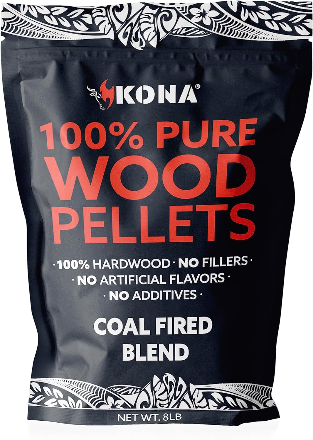 Kona Coal-Fired Pizza Charcoal Pellets - Intended for Ninja Woodfire Outdoor Grill, Premium Rich and Smoky Taste - 100% Natural - Also for Electric & Propane Smokers, Pellet Tubes - 8 Pounds