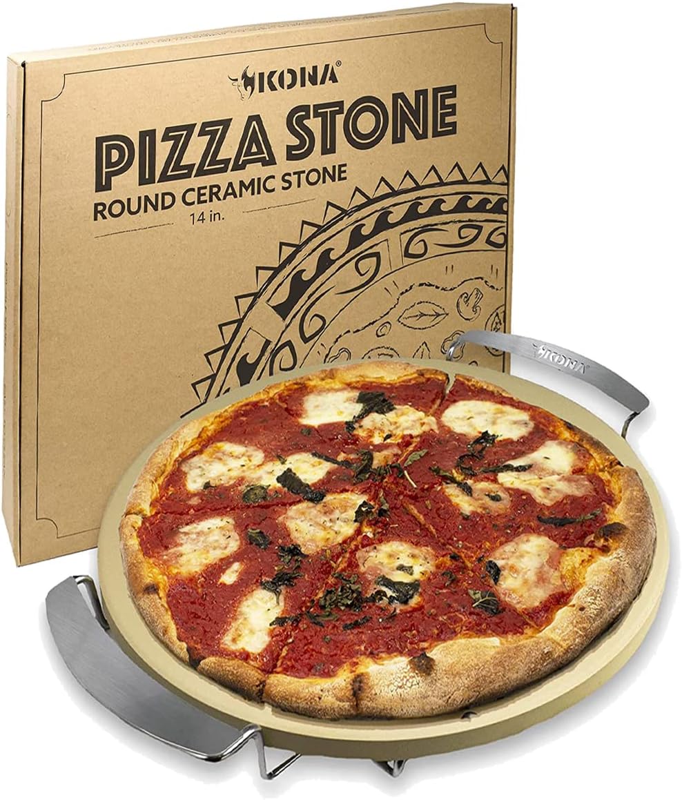 Kona Gourmet 14 Round Cordierite Pizza Stone with Metal Support Stand