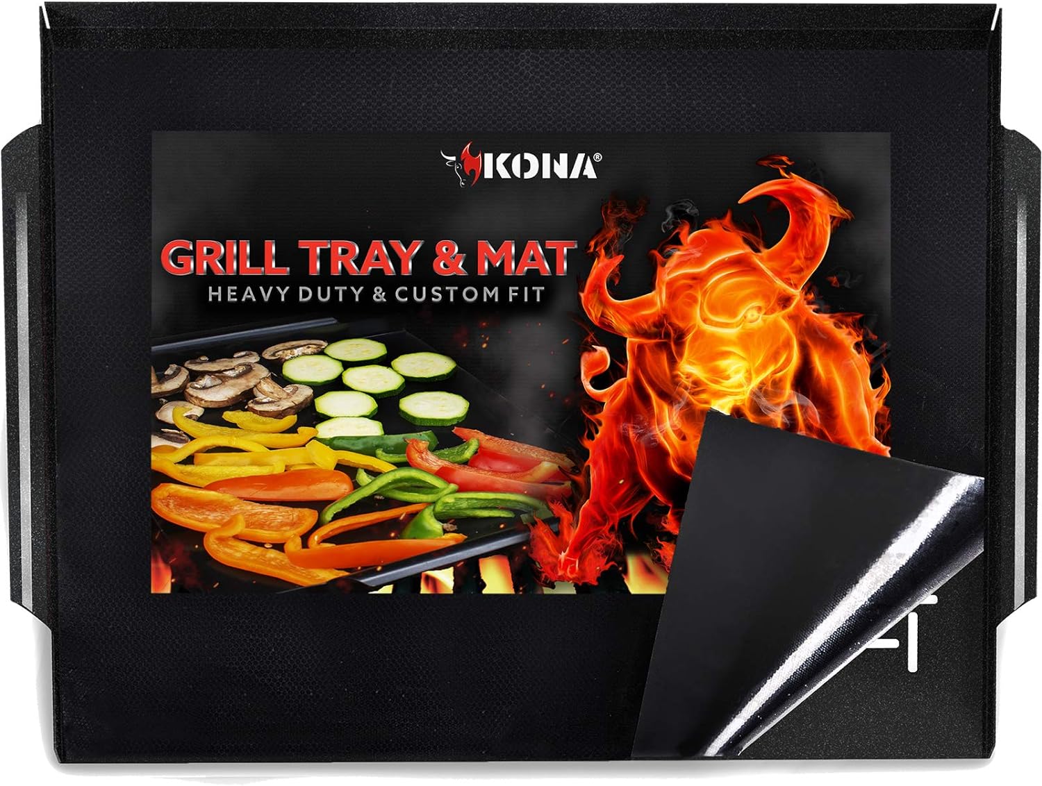 Kona Grill Mat & Grill Pan - The Ultimate Non-Stick Grilling Tray Combo