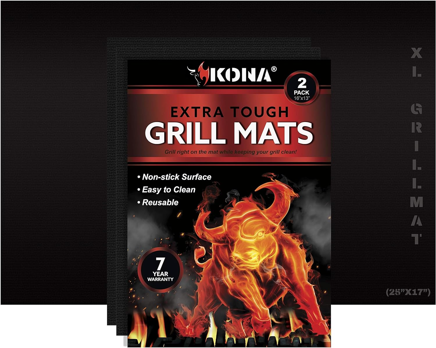 Kona Best BBQ Grill Mats - Heavy Duty Non-Stick Mats Bundle - (2) 16x13 Size and (1) XL 25x17 Size Grill mats