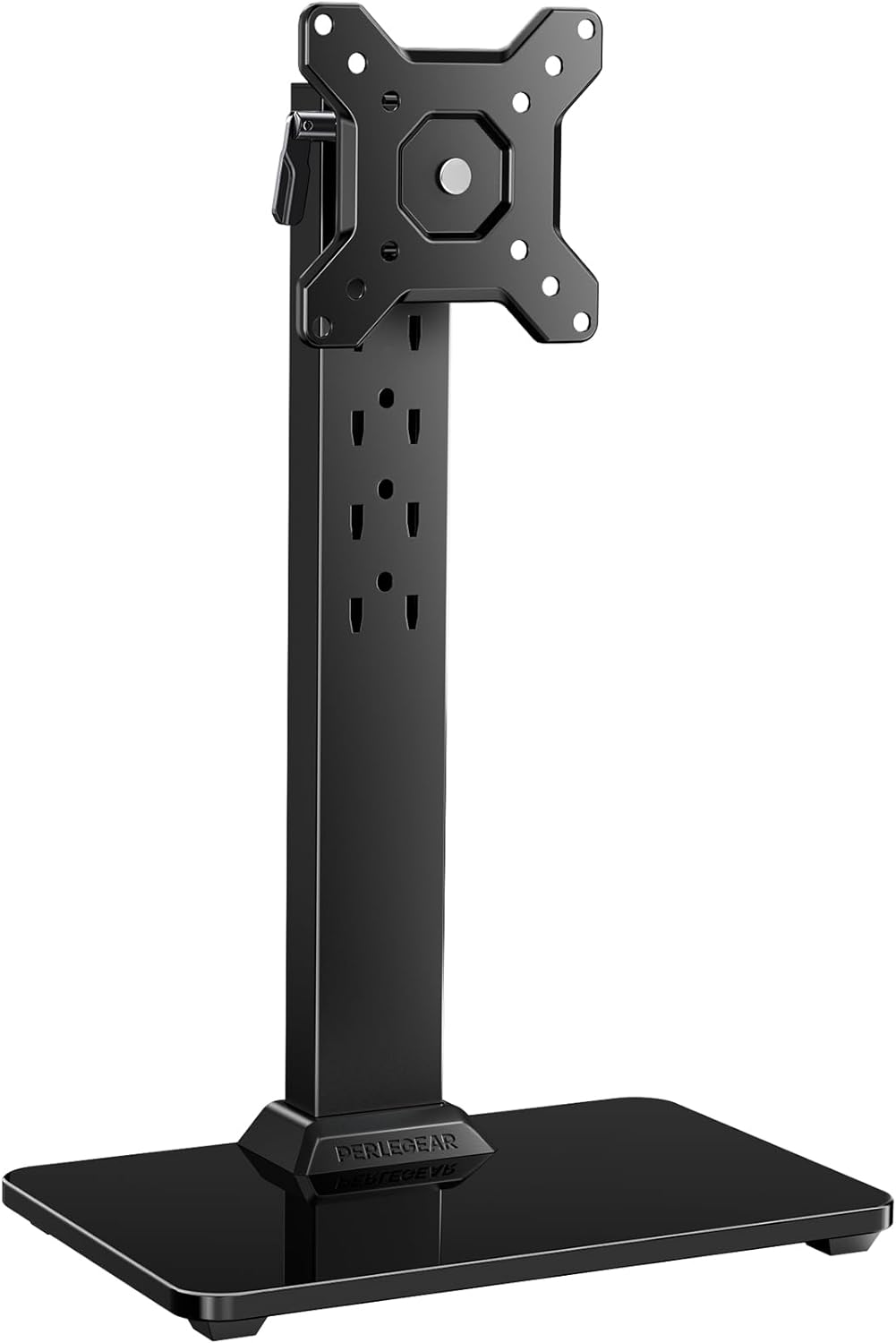 Perlegear Monitor Stand, Freestanding Monitor Mount for 13-34 inch Screens with 360 Degree Rotation, 5 Height Settings, Adjustable Monitor Desk Riser with Swivel and Tilt, Max VESA 100x100mm, PGTVS29