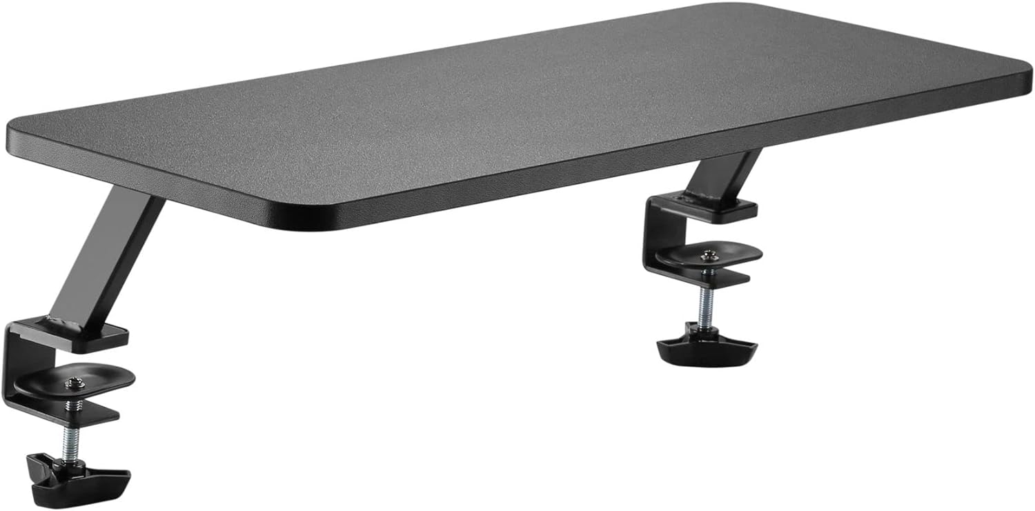 Kantek Ergonomic Mounted Computer Monitor Riser Stand, Floating Desk Shelf, Clamp On Base, 25.6 X 10.2 X 5.1, Black