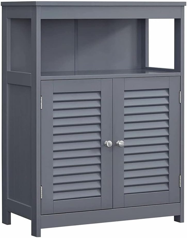 VASAGLE Bathroom Floor Cabinet, Bathroom Storage Cabinet, Freestanding, with Double Shutter Doors and Adjustable Shelf, for Bathroom, Living Room, Entryway, Kitchen, Grey UBBC040G01