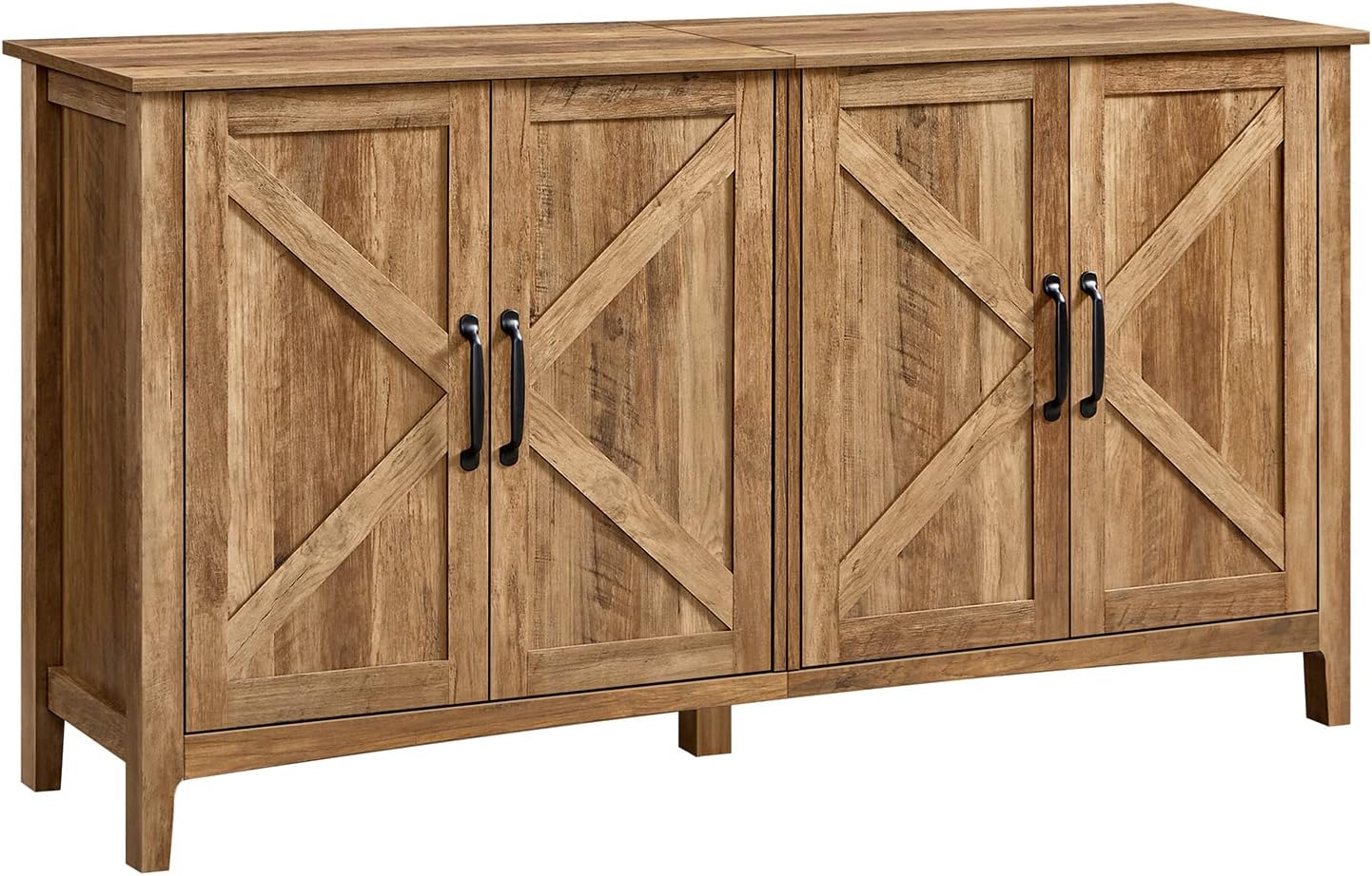 VASAGLE Buffet Storage Cabinet, 15.7 D x 59 W x 31.5 H Credenza Sideboard Table, Kitchen Cupboard with Adjustable Shelves for Living Room, Dining Room, Entryway, Rustic Walnut ULSC381T41