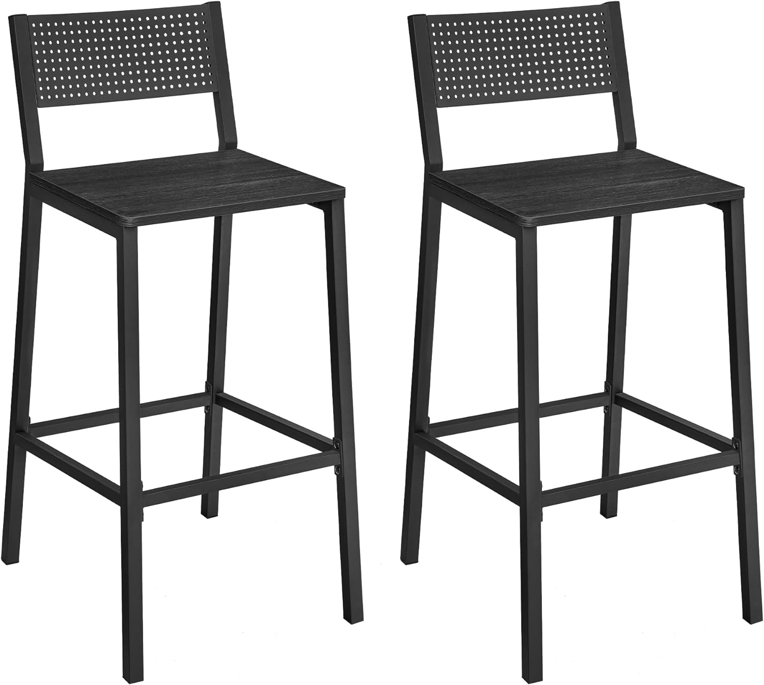 VASAGLE Bar Stool Set of 2, Bar Chairs for Kitchen, Dining Room, Office, Industrial, Charcoal Gray and Black ULBC070B22