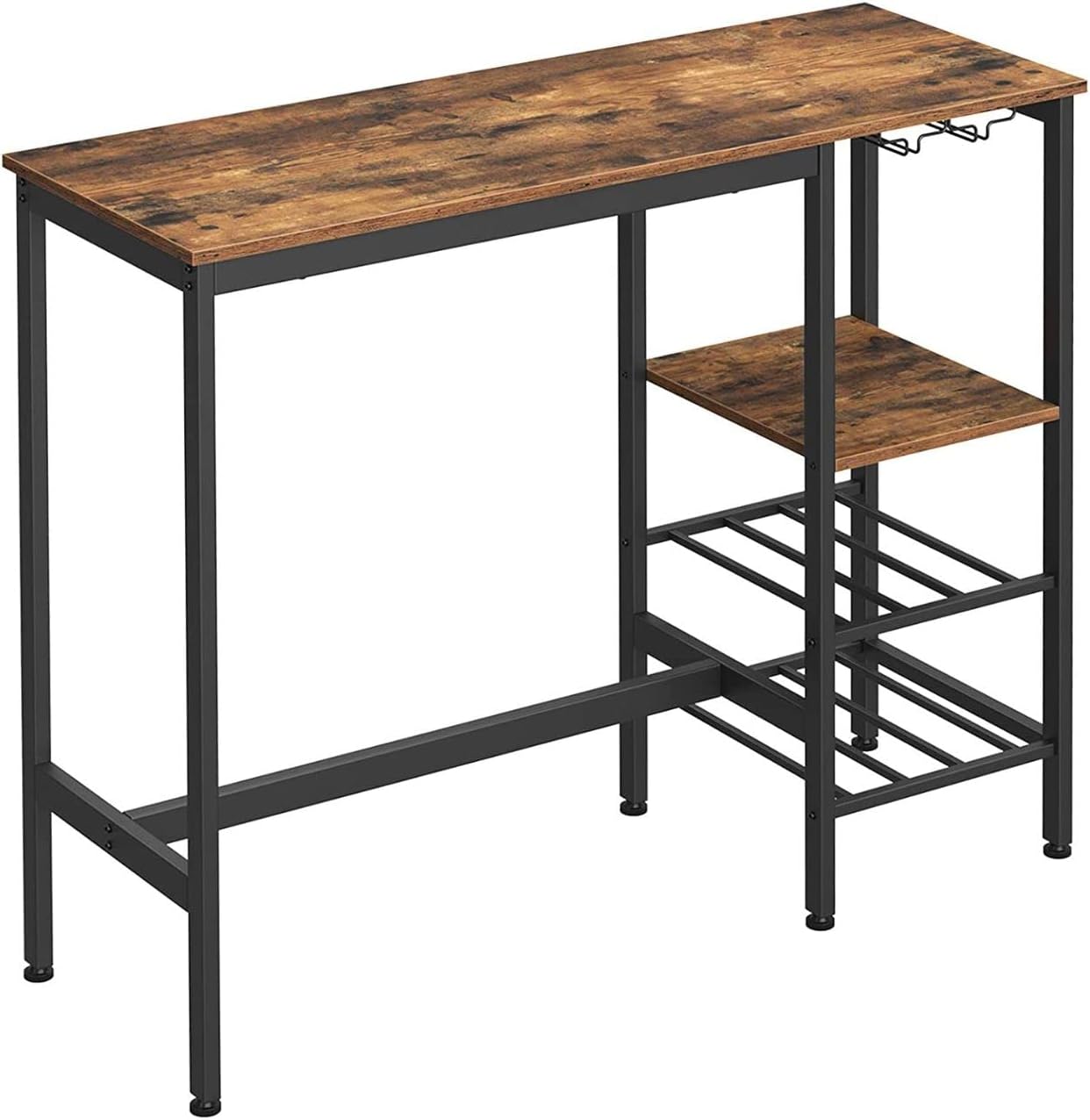 VASAGLE Narrow, Bar Table with Sturdy Metal Frame, Easy Assembly, Industrial Design, 15.7 x 43.3 x 35.4 inches, Rustic Brown