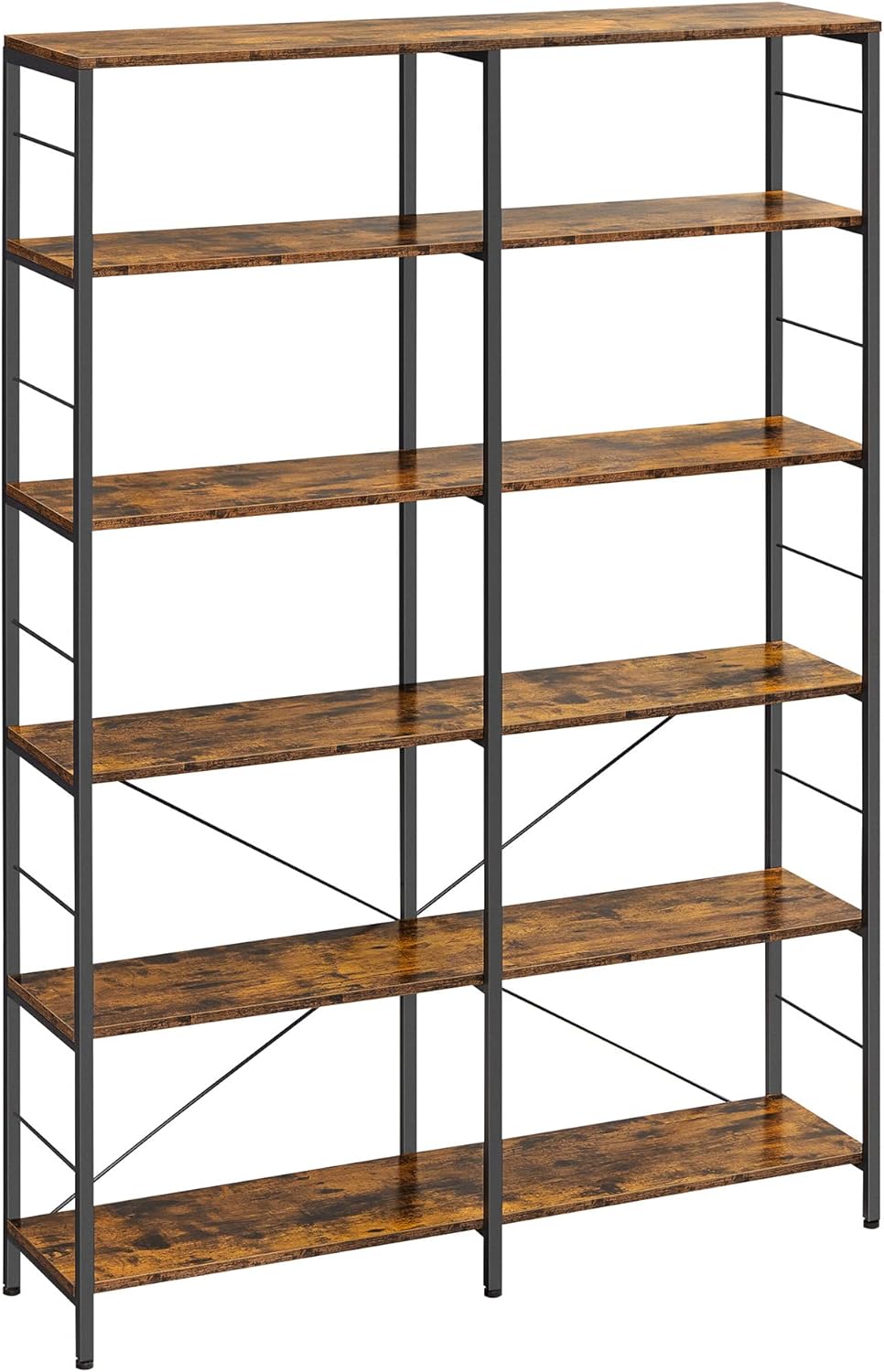 VASAGLE 6-Tier Tall Bookshelf, Bookcase, Large Metal Shelf, 11.8 x 47.2 x 67.9 Inches, for Living Room, Kitchen, Pantry, Study, Home Office, Rustic Brown and Black ULLS114B01