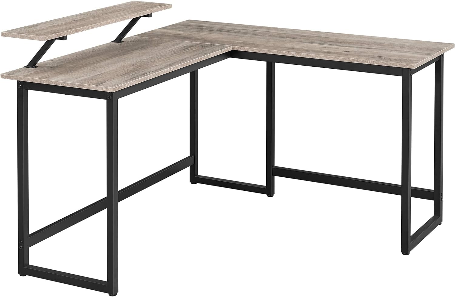 VASAGLE L-Shaped Computer Desk, Industrial Workstation for Home Office Study Writing and Gaming, Space-Saving, Easy Assembly, 55.1D x 51.2W, Greige