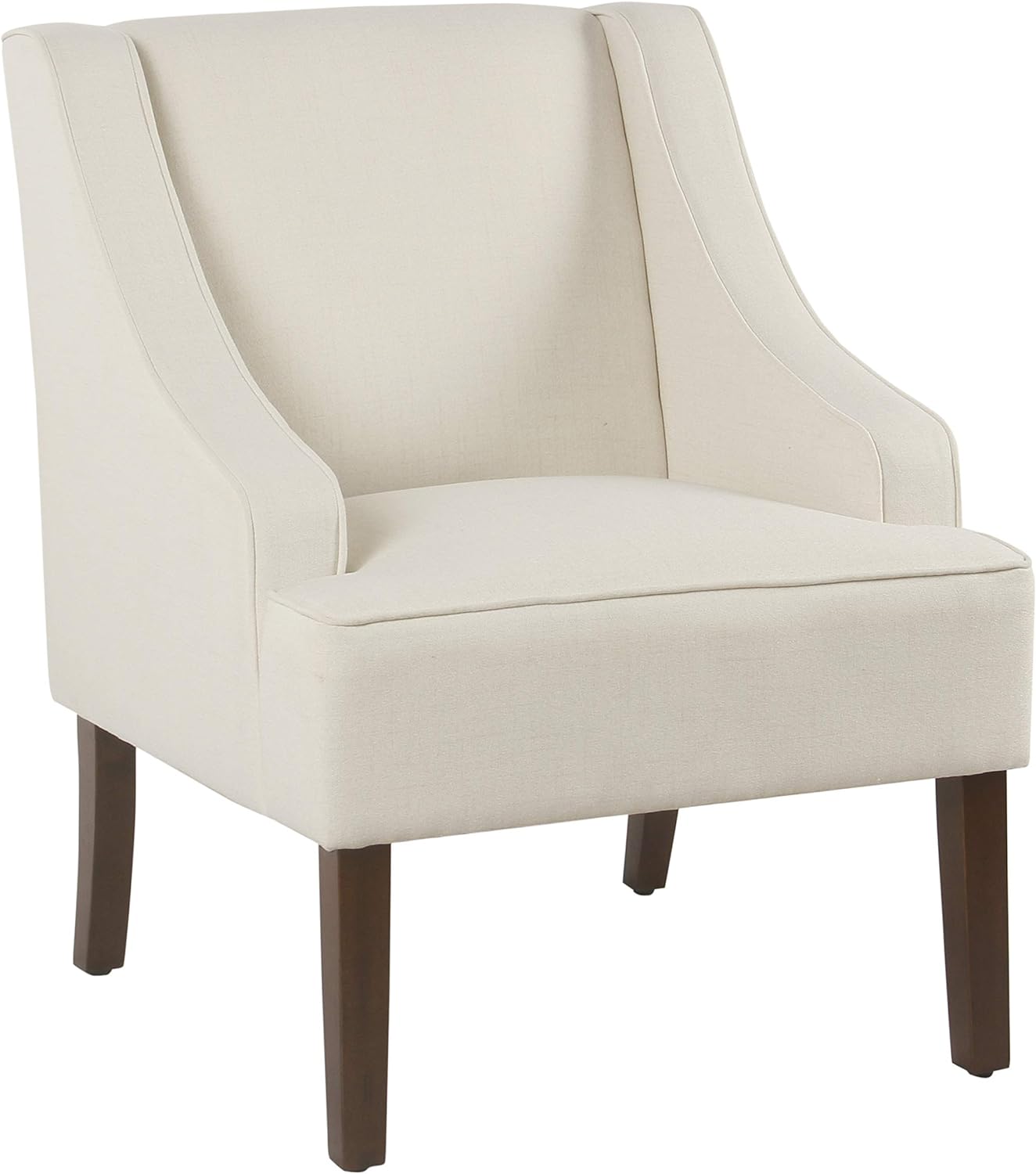 HomePop Upholstered Classic Swoop Arm Accent Chair Home Dcor, Linen-look Soft Cream