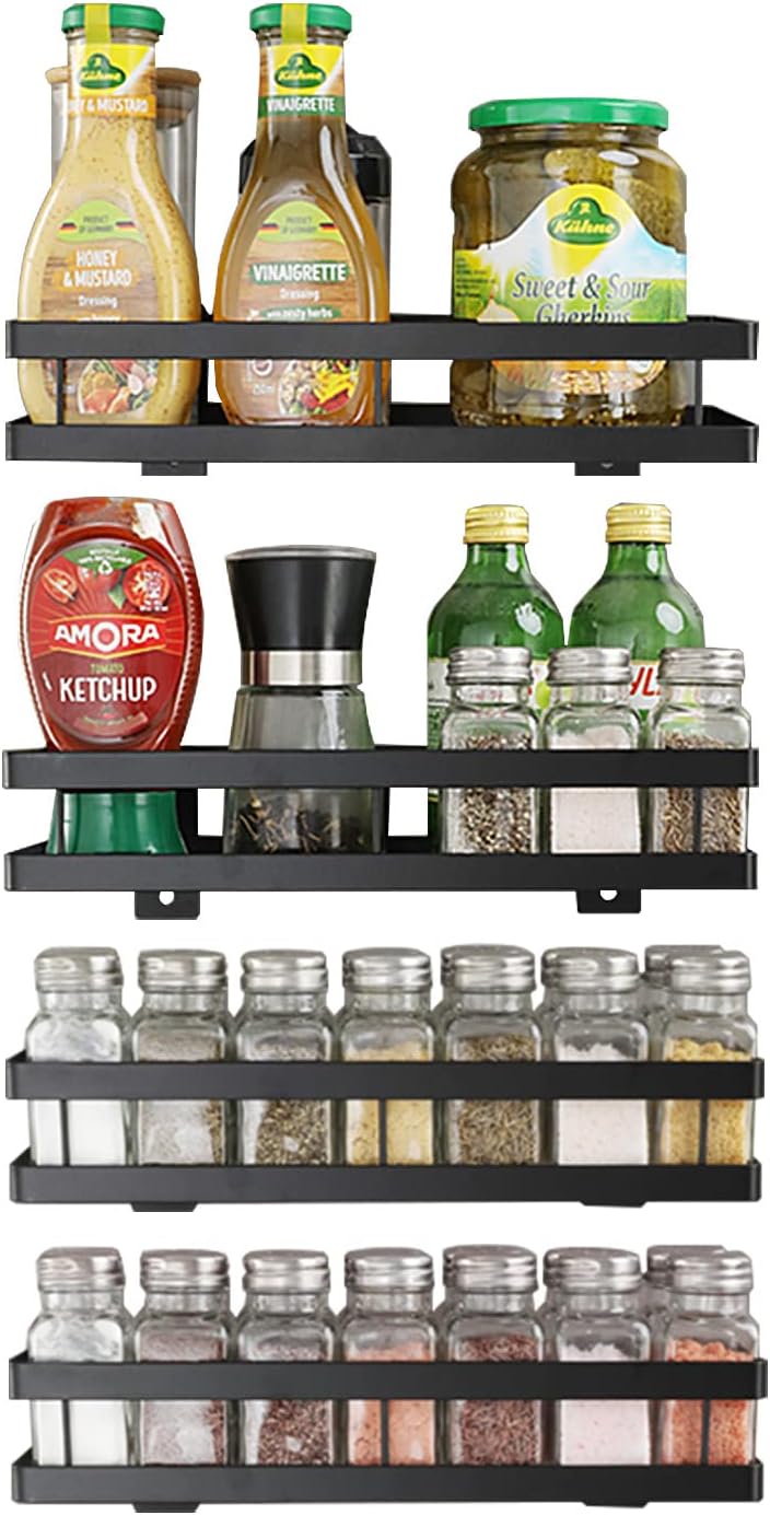 RedCall 4 Pack Spice Rack Organizer for Cabinet or Wall Mount,Large Hanging Spice Shelf Storage for Kitchen,Space Saving Seasoning Rack,Sturdy Cupboard Pantry Door Spice Racks,shower caddy