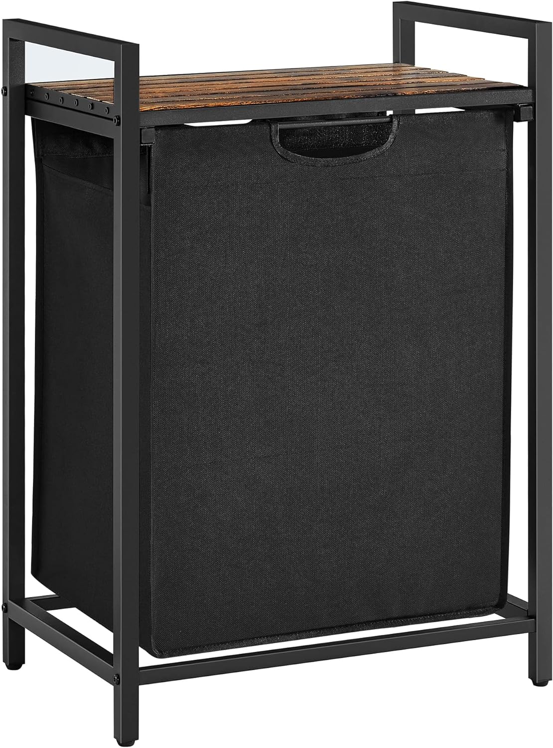 VASAGLE Laundry Hamper, Laundry Basket, Laundry Sorter with Pull-Out and Removable Laundry Bag, Shelf, Metal Frame, 17.2 Gallons (65L), 19.7 x 13 x 28.4 Inches, Rustic Brown and Black UBLH101B01