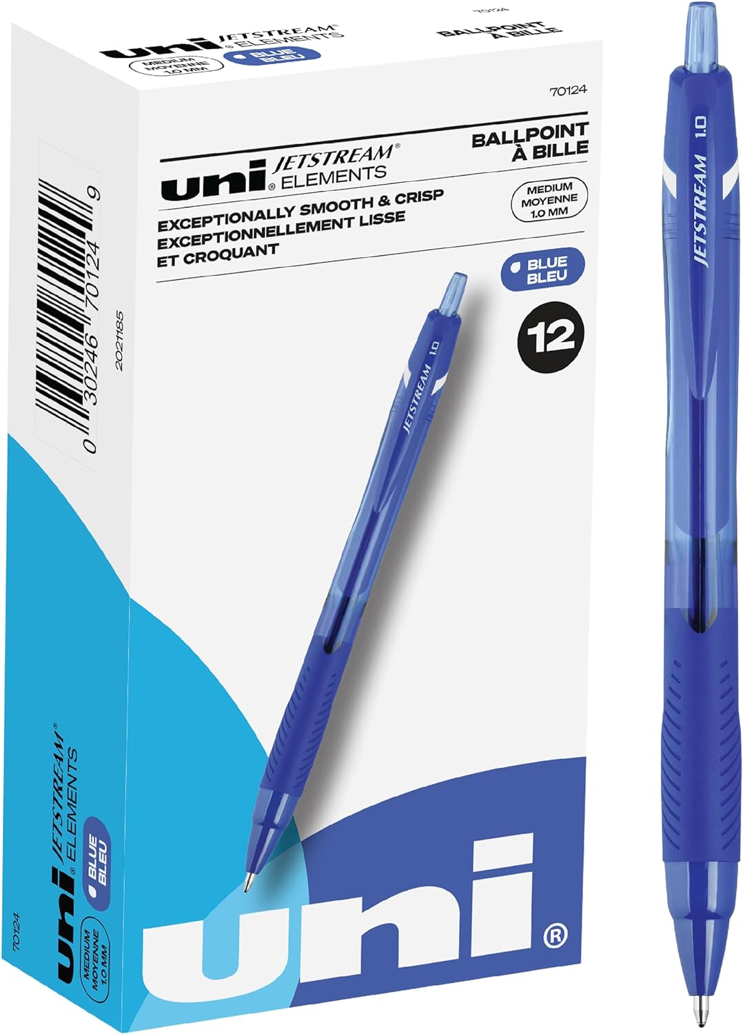 uni-ball Jetstream Elements Ballpoint Pens, Medium Point (1.0mm), Blue, 12 Count