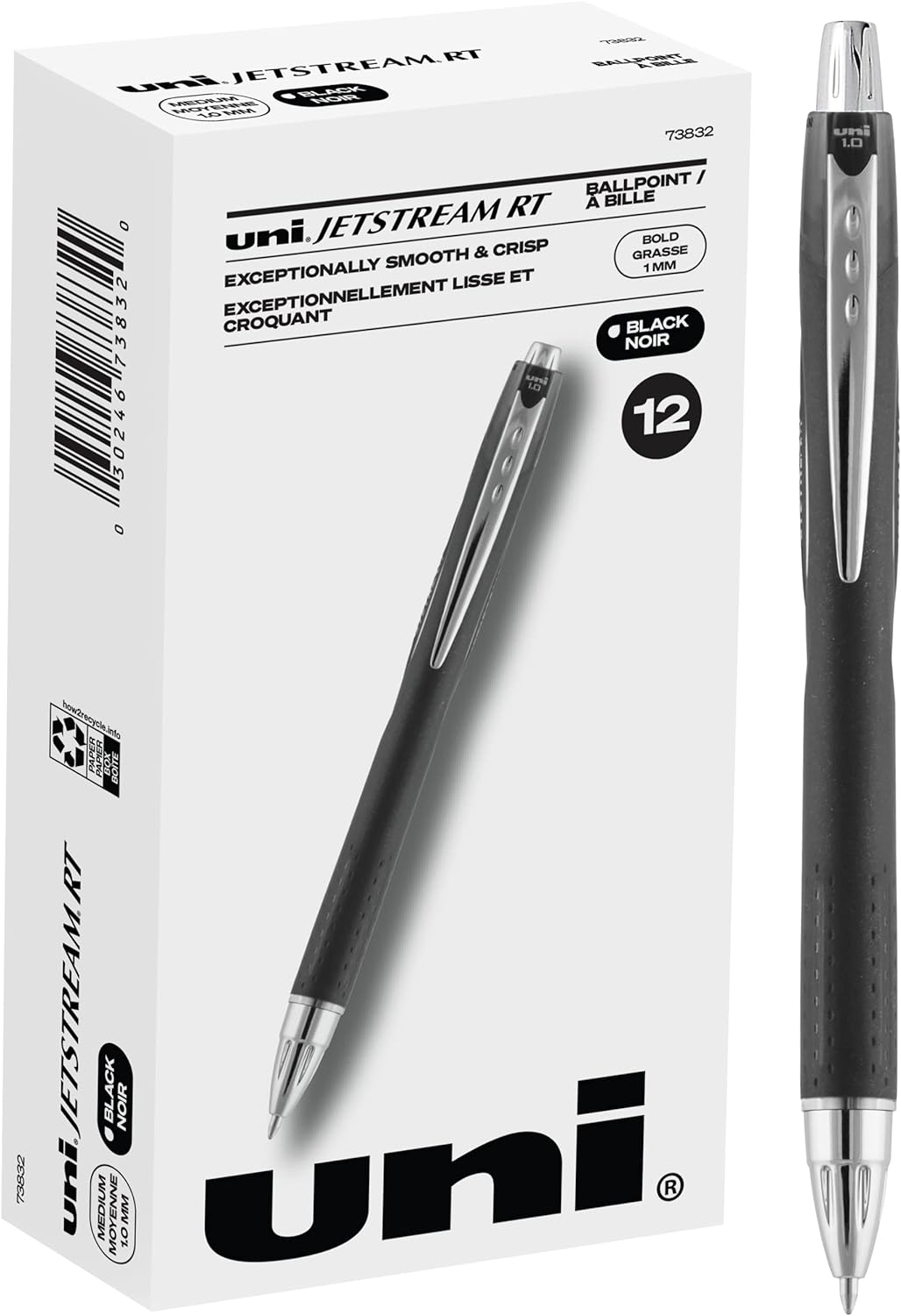 Uniball Jetstream RT 12 Pack, 1.0mm Medium Black, Wirecutter Best Pen, Ballpoint Pens, Ballpoint Ink Pens | Office Supplies, Ballpoint Pen, Colored Pens, Fine Point, Smooth Writing Pens