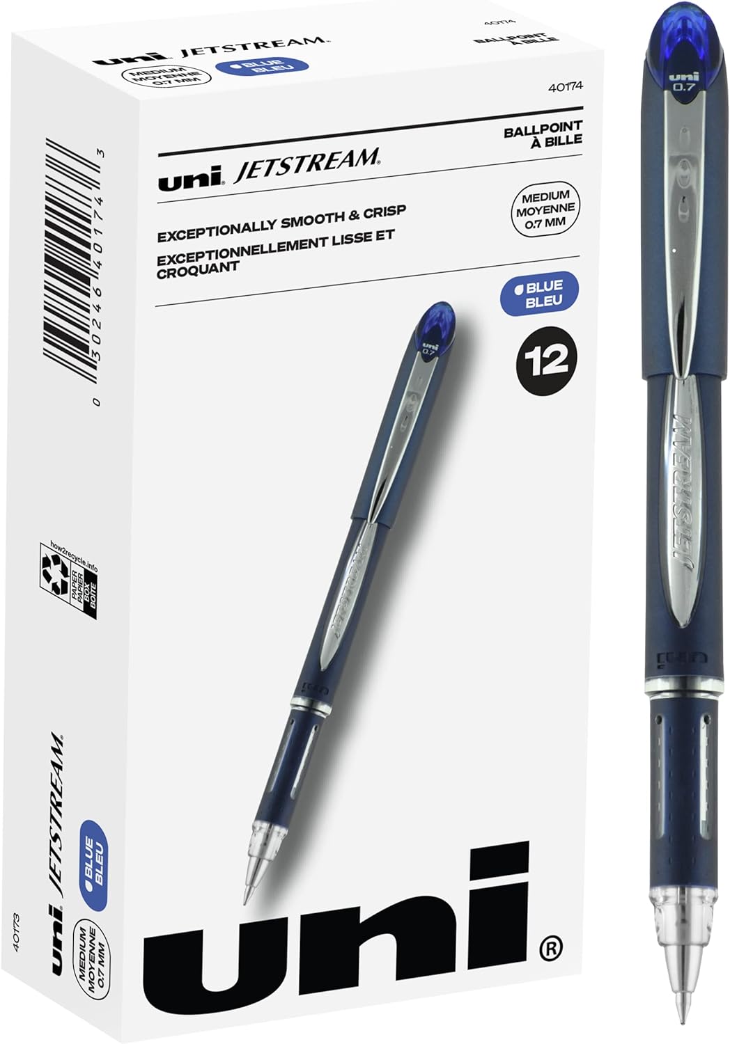 Uniball Jetstream Stick Pen 12 Pack, 1.0mm Medium Blue Pens, Wirecutter Best Pen, Ballpoint Pens, Ballpoint Ink Pens | Office Supplies, Ballpoint Pen, Colored Pens, Fine Point, Smooth Writing Pens