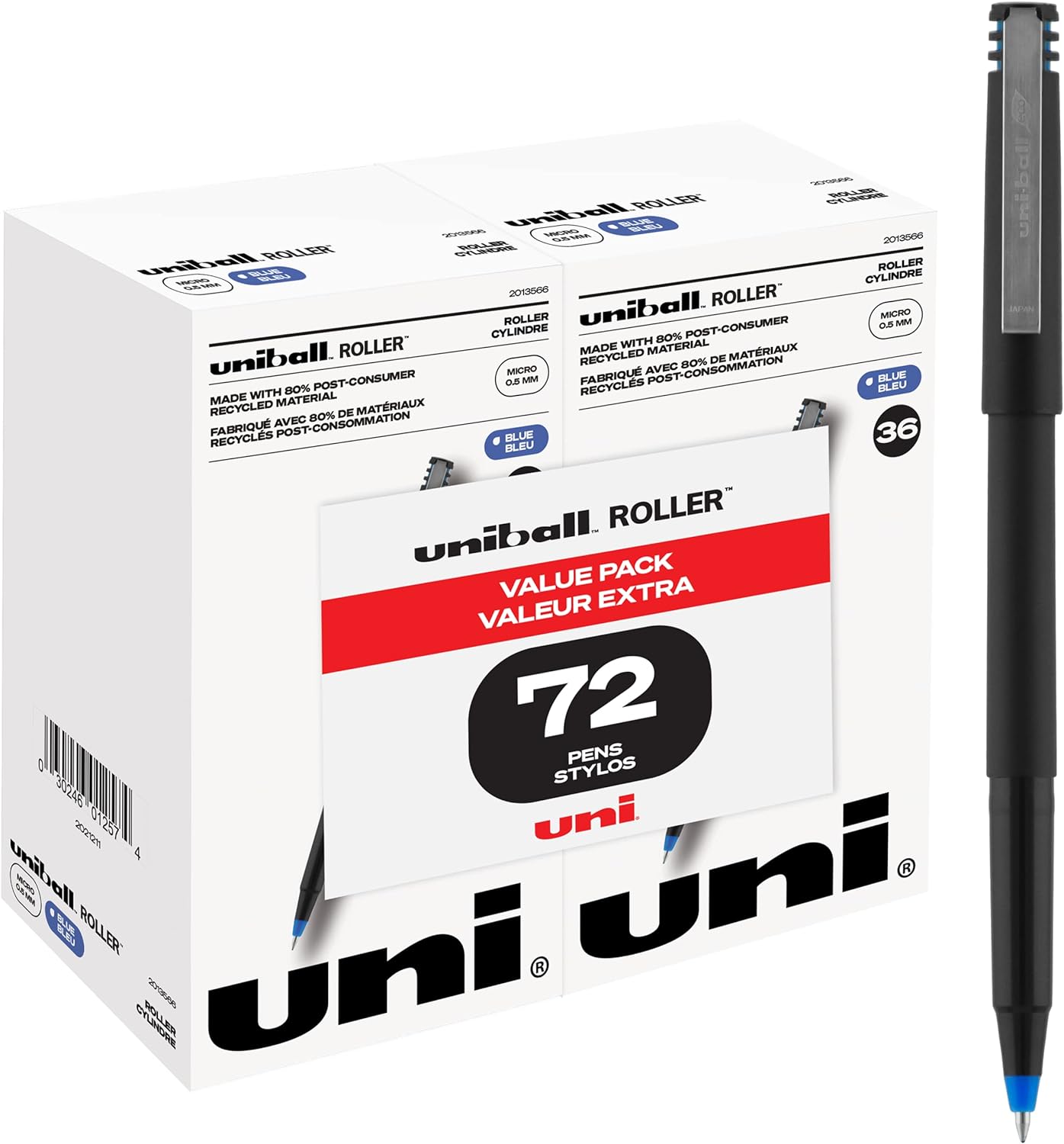 Uniball Roller 72 Pack in Blue, 0.5mm Micro Rollerball Pens, Try Gel Pens, Colored Pens, Office Supplies, Colorful Pens, Blue Pens Ballpoint, Pens Fine Point Smooth Writing Pens