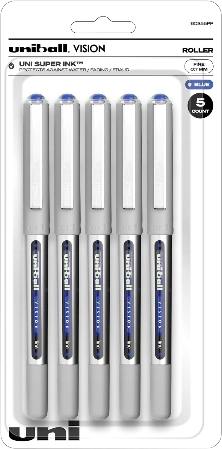 Uniball Vision Rollerball Pens in Blue, Fine 0.7mm Pens | Office Supplies Sold by Uniball are Gel Pens, Colored Pens, Ink Pens, Ballpoint, Pen, Fine Point Pen, Gel Pen