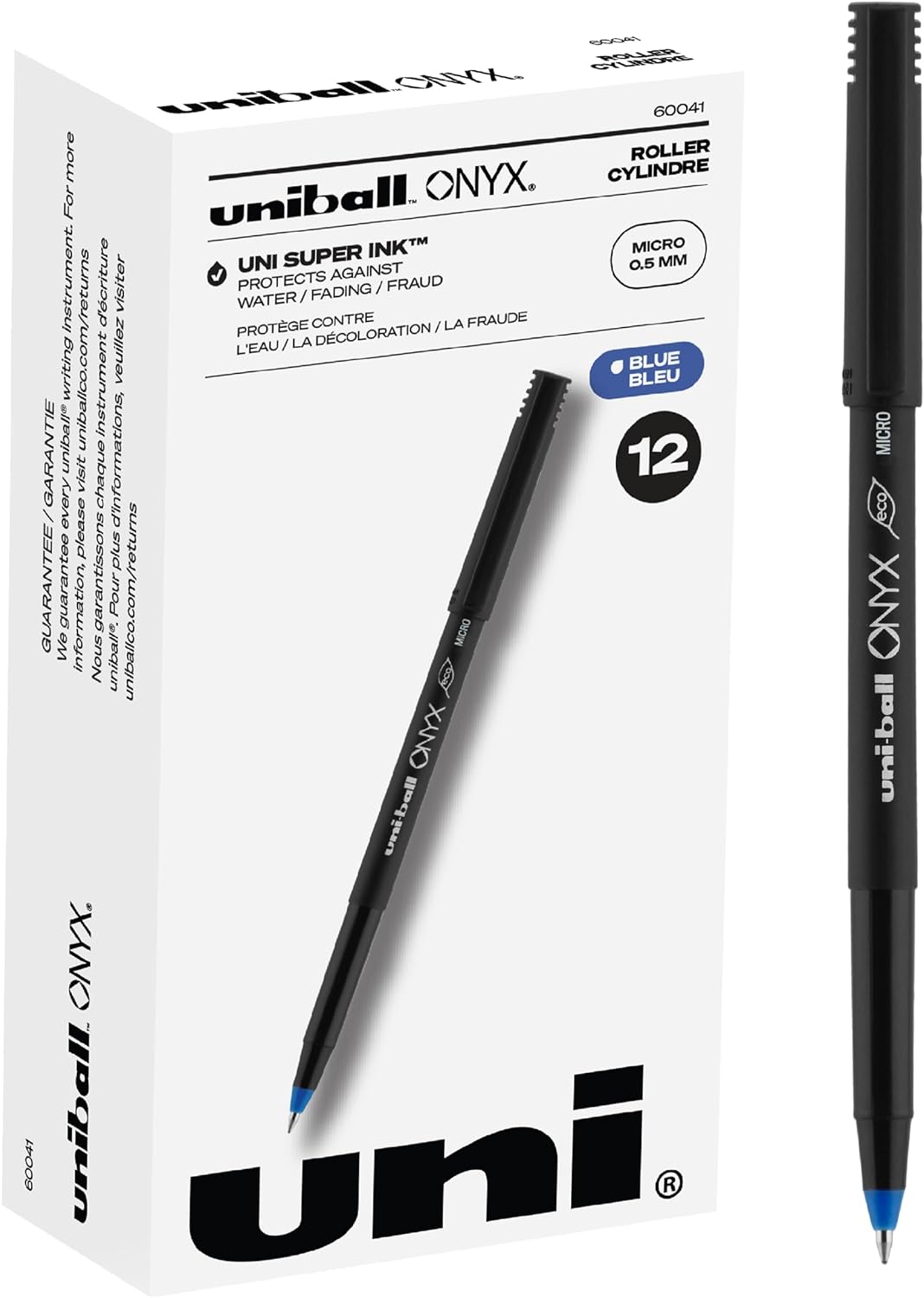 Uniball Onyx Rollerball Stick Pen 12 Pack, 0.5mm Micro Blue Pens, Gel Ink Pens | Office Supplies, Pens, Ballpoint Pen, Colored Pens, Gel Pens, Fine Point, Smooth Writing Pens