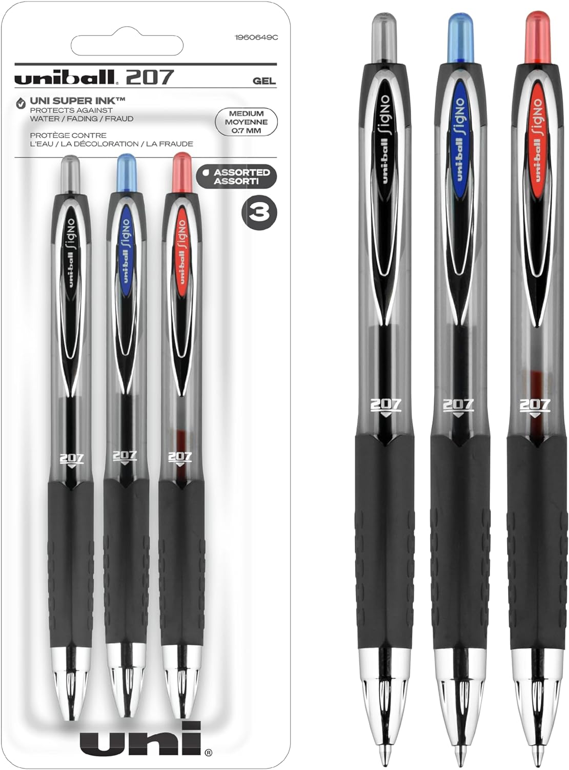 Uniball Signo 207 Gel Pen 3 Pack, 0.7mm Medium Assorted Pens, Gel Ink Pens | Office Supplies Sold by Uniball are Pens, Ballpoint Pen, Colored Pens, Gel Pens, Fine Point, Smooth Writing Pens