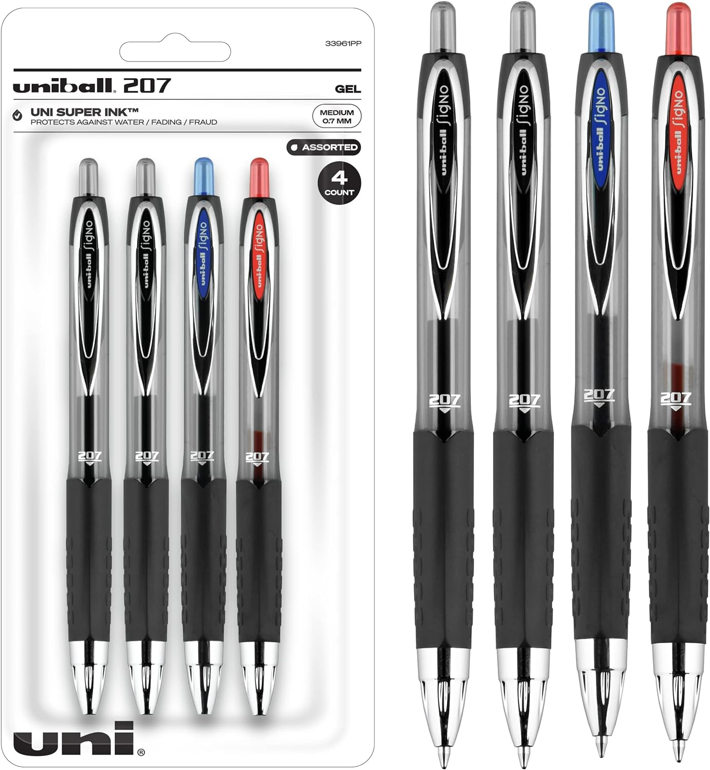 Uniball Signo 207 Gel Pen 4 Pack, 0.7mm Medium Assorted Pens, Gel Ink Pens | Office Supplies Sold by Uniball are Pens, Ballpoint Pen, Colored Pens, Gel Pens, Fine Point, Smooth Writing Pens