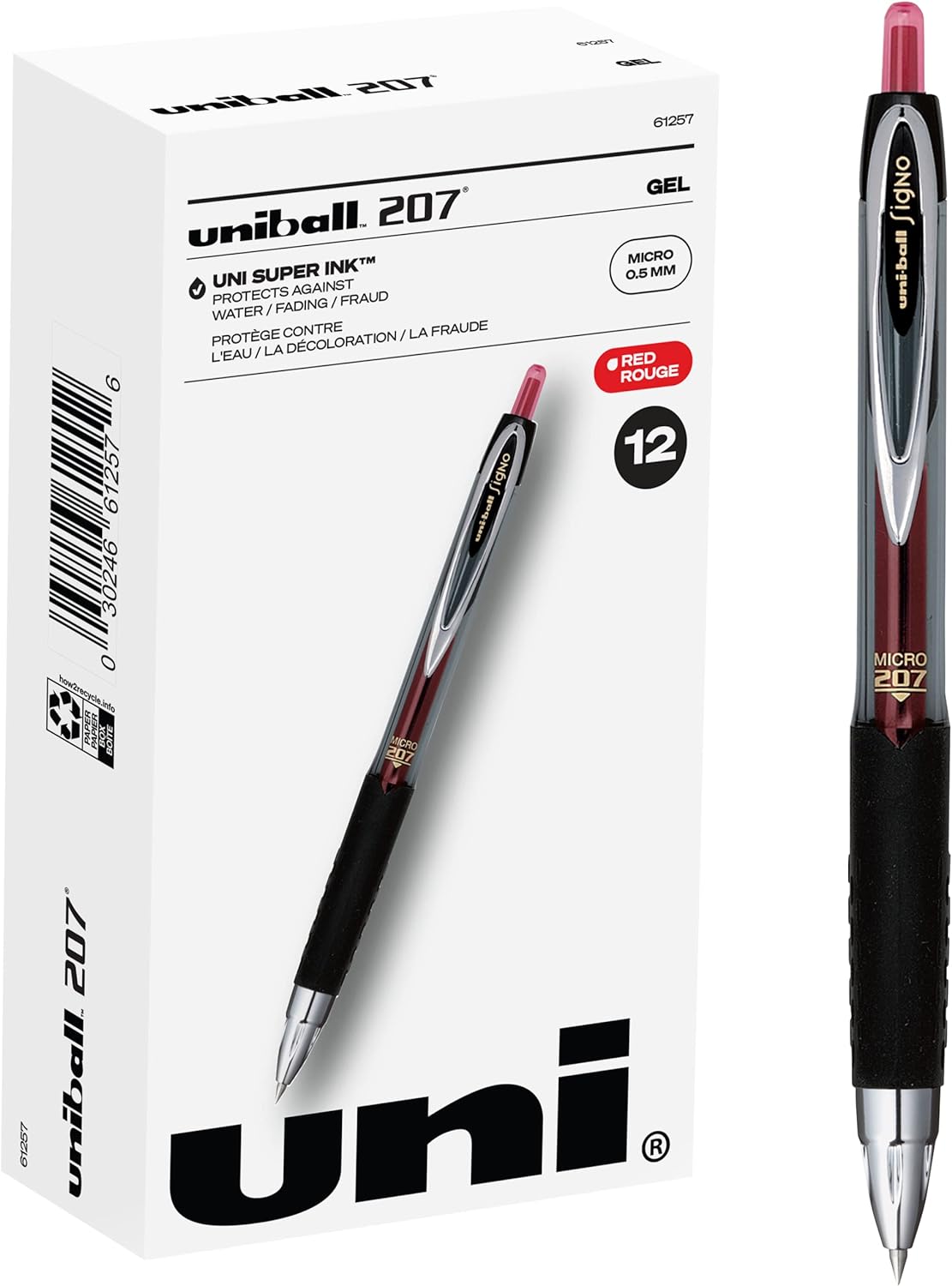 Uniball Signo 207 Gel Pen 12 Pack, 0.5mm Micro Red Pens, Gel Ink Pens | Office Supplies Sold by Uniball are Pens, Ballpoint Pen, Colored Pens, Gel Pens, Fine Point, Smooth Writing Pens