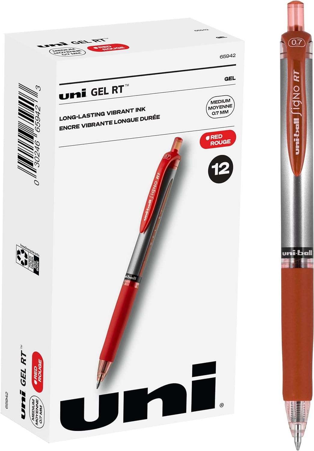 Uniball Signo 207 Retractable Gel Pen 12 Pack, 0.7mm Medium Red Pens, Gel Ink Pens | Office Supplies Sold by Uniball are Pens, Ballpoint Pen, Colored Pens, Gel Pens, Fine Point, Smooth Writing Pens