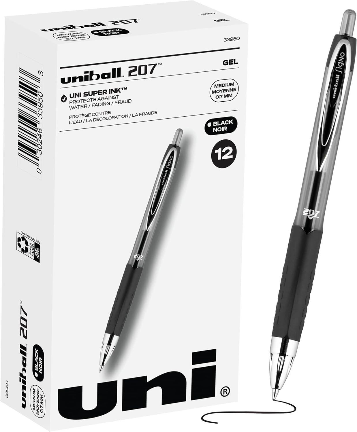 Uniball Signo 207 Gel Pen 12 Pack, 0.7mm Medium Black Pens, Ink Pens | Office Supplies Sold by are Ballpoint Pen, Colored Fine Point, Smooth Writing