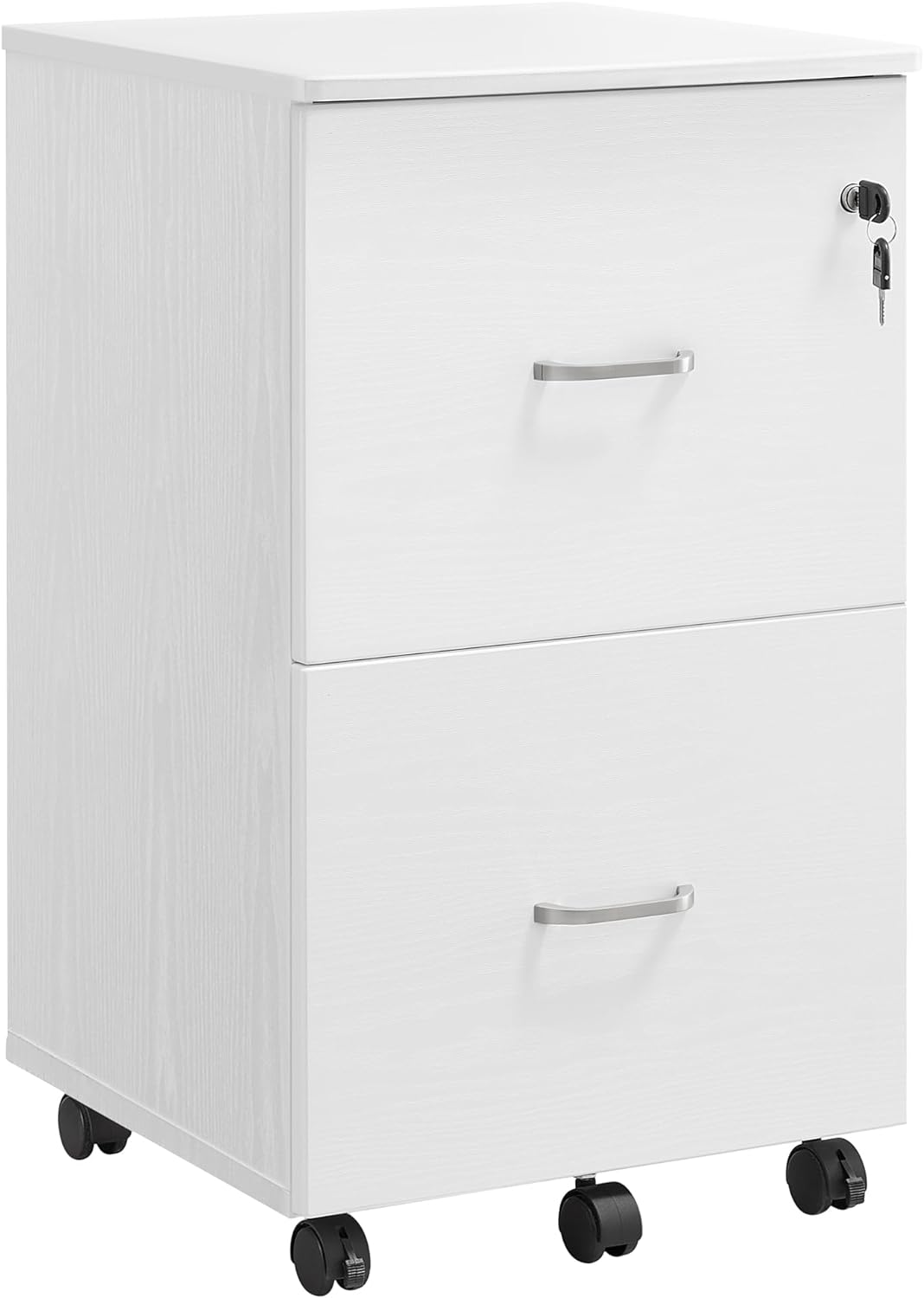 VASAGLE 2-Drawer File Cabinet, Locking Filing Cabinet for Home Office, Small Rolling File Cabinet, Printer Stand, for A4, Letter-Size Files, Hanging File Folders, Modern, White ULCD027T46V2