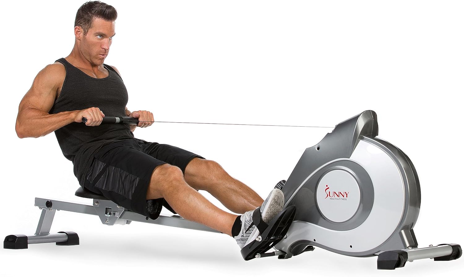 Sunny Health & Fitness Magnetic Rowing Machine with Extended Slide Rail with Optional Exclusive SunnyFit App