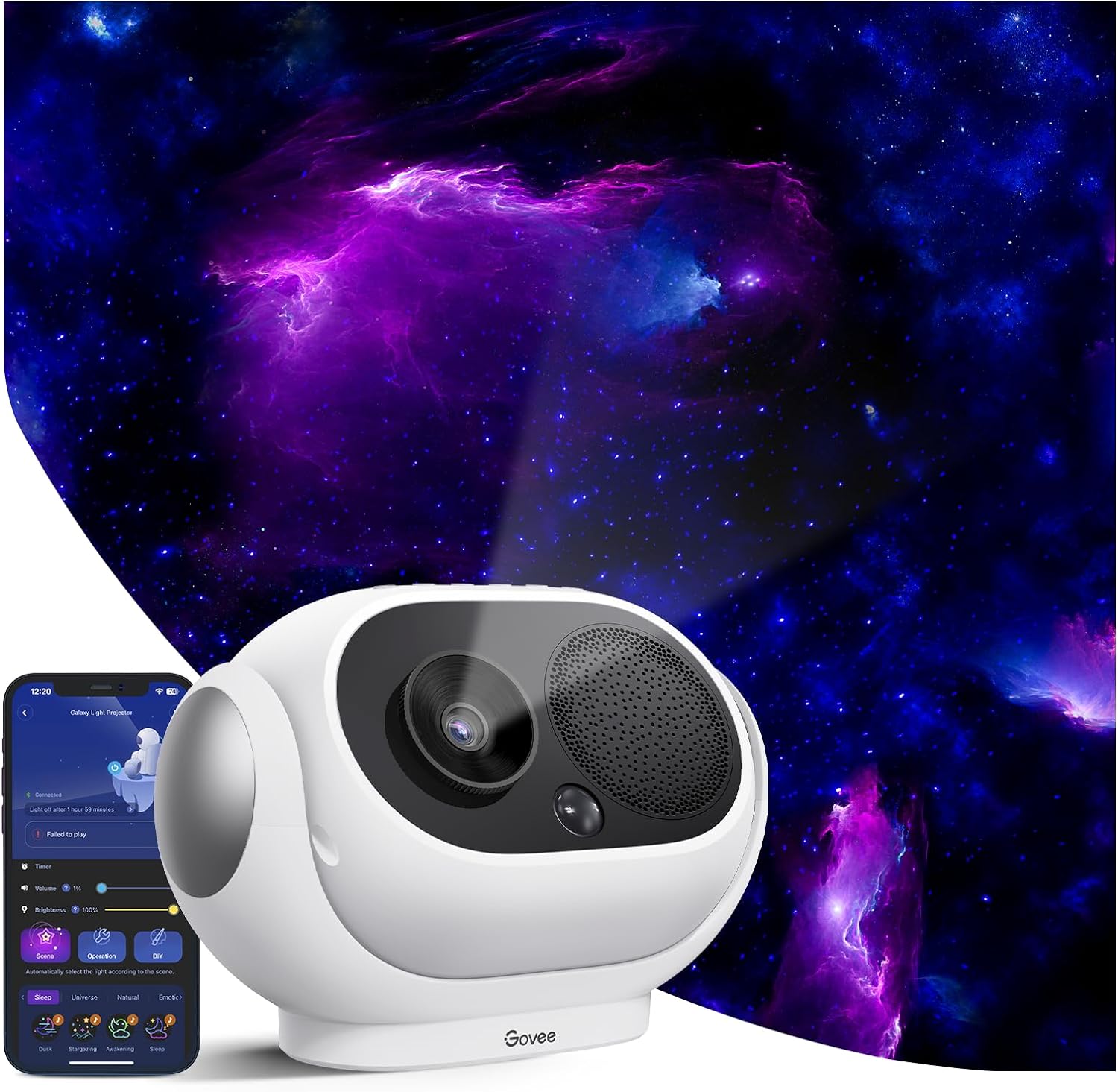 Govee Star Projector with Bluetooth Speaker - 8 Discs, 38 Modes, 21 White Noises for Bedroom Relaxation